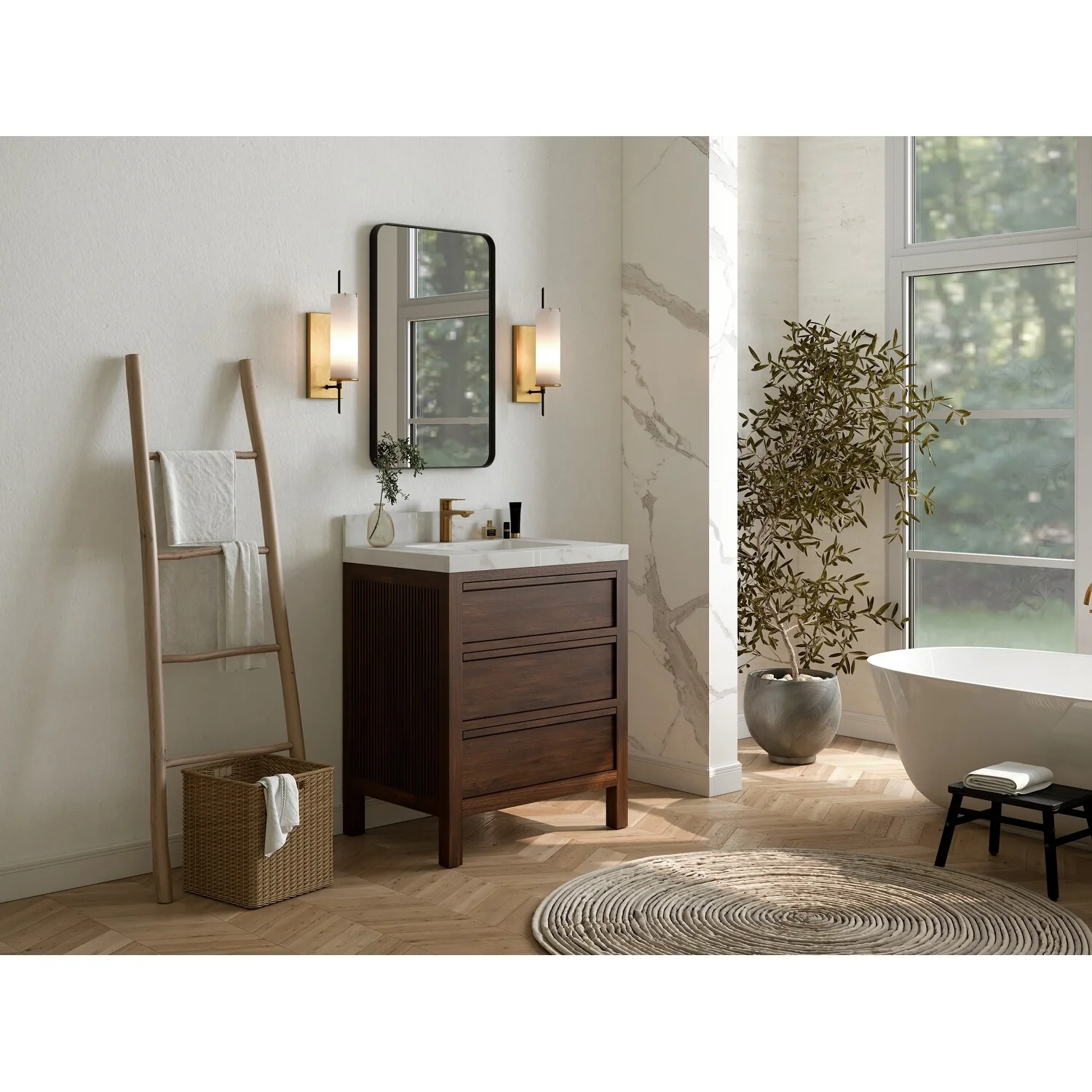 Willow Collections 30 in. W x 22 in. D Elizabeth Solid Teak Wodd Single Sink Bathroom Vanity with Countertop