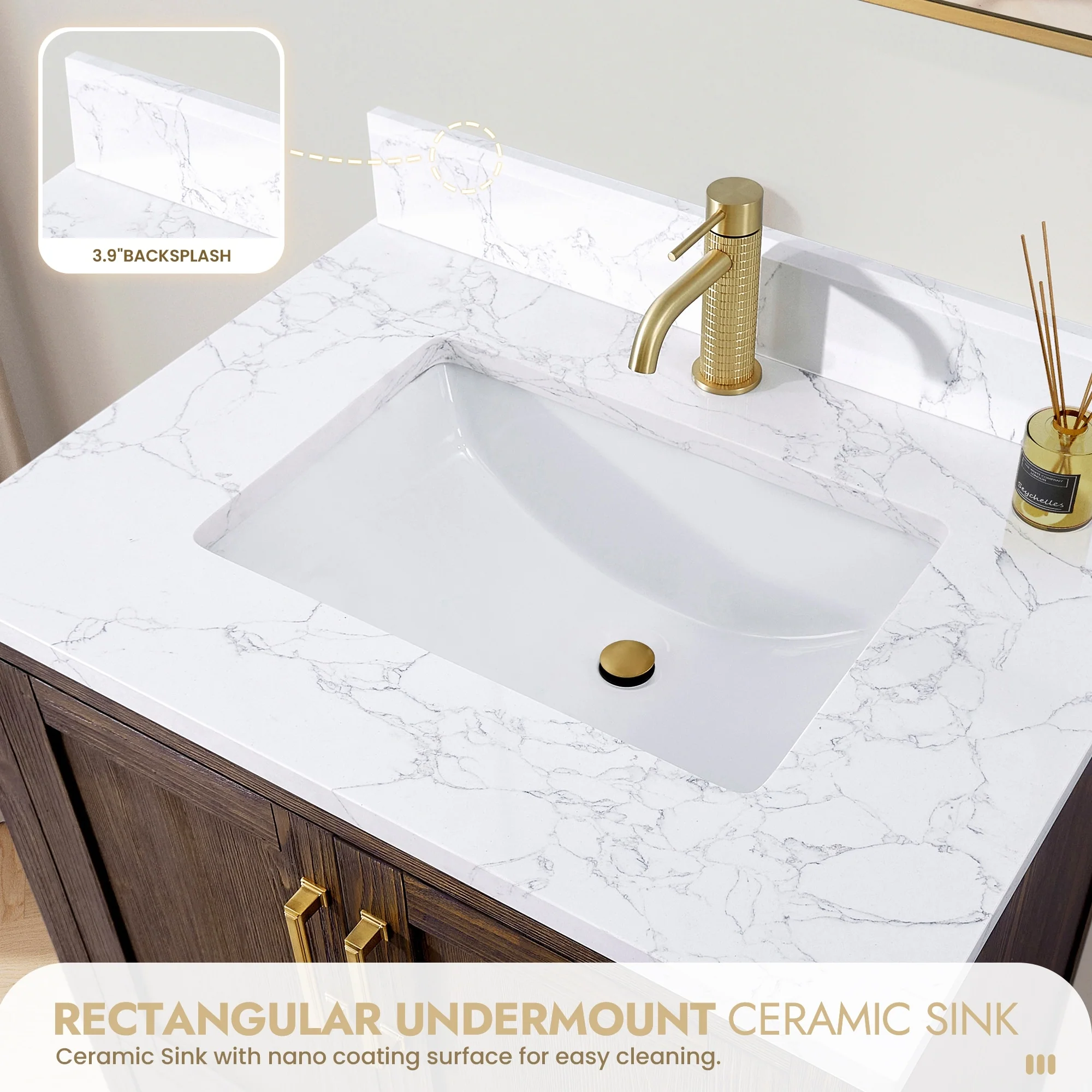 Shannon Bath Vanity with Composite Stone Countertop without Mirror