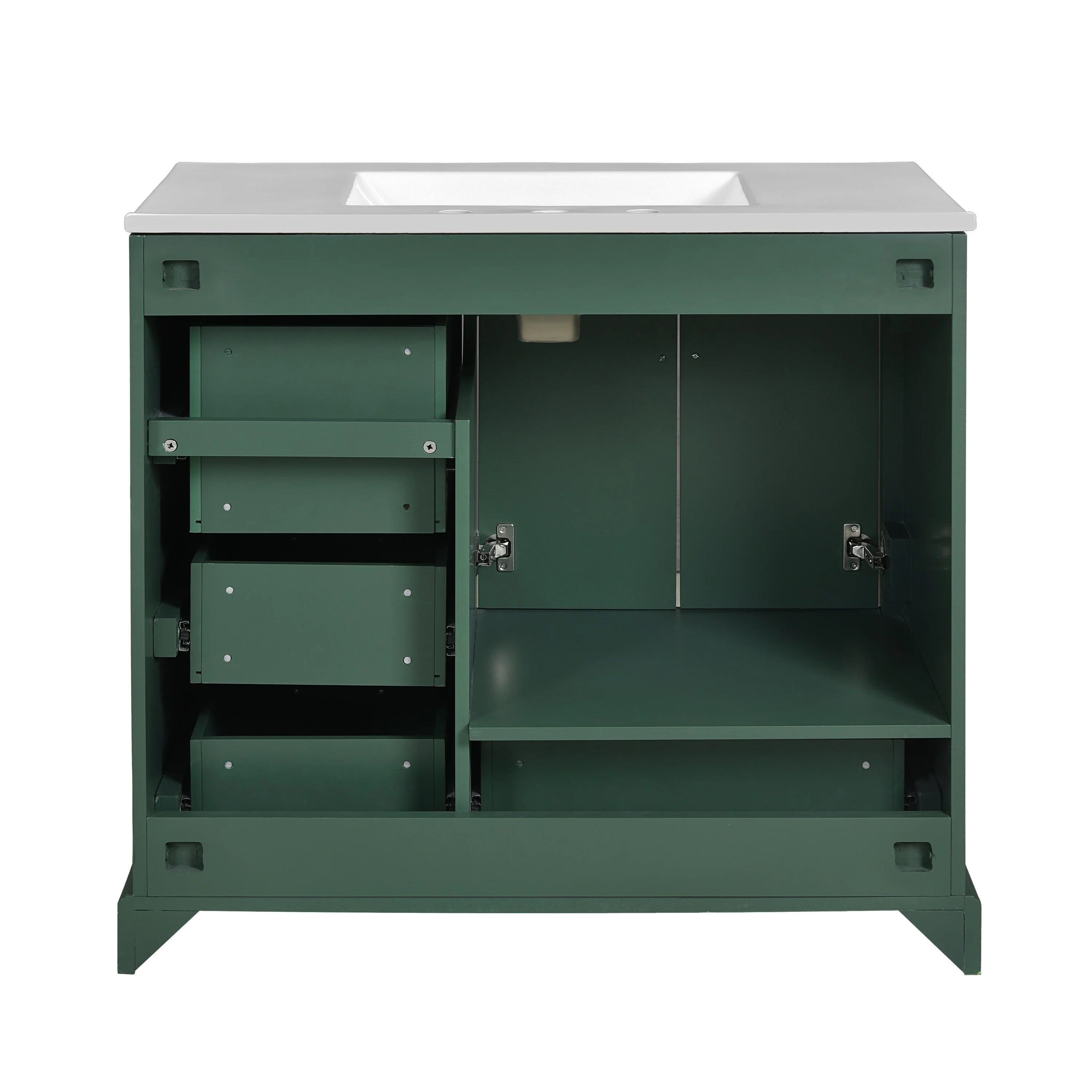 Bathroom Vanity with Resin Sink, Bathroom Vanity Set with 4 Drawers, Bathroom Storage Cabinet with 2 Soft Close Doors
