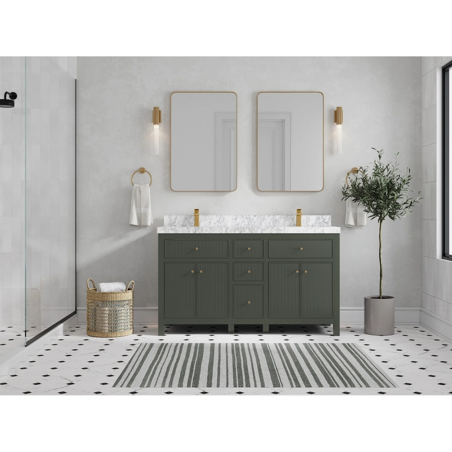Willow Collections 60 in. W x 22 in D. Sonoma Free Standing Reeded Double Sink Bathroom Vanity with Countertop