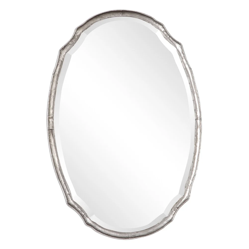Copper Grove Wilset Hammered Silver Decorative Oval Wall Mirror