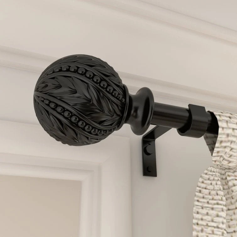 Debuono Black Adjustable Curtain Rod with Final Set