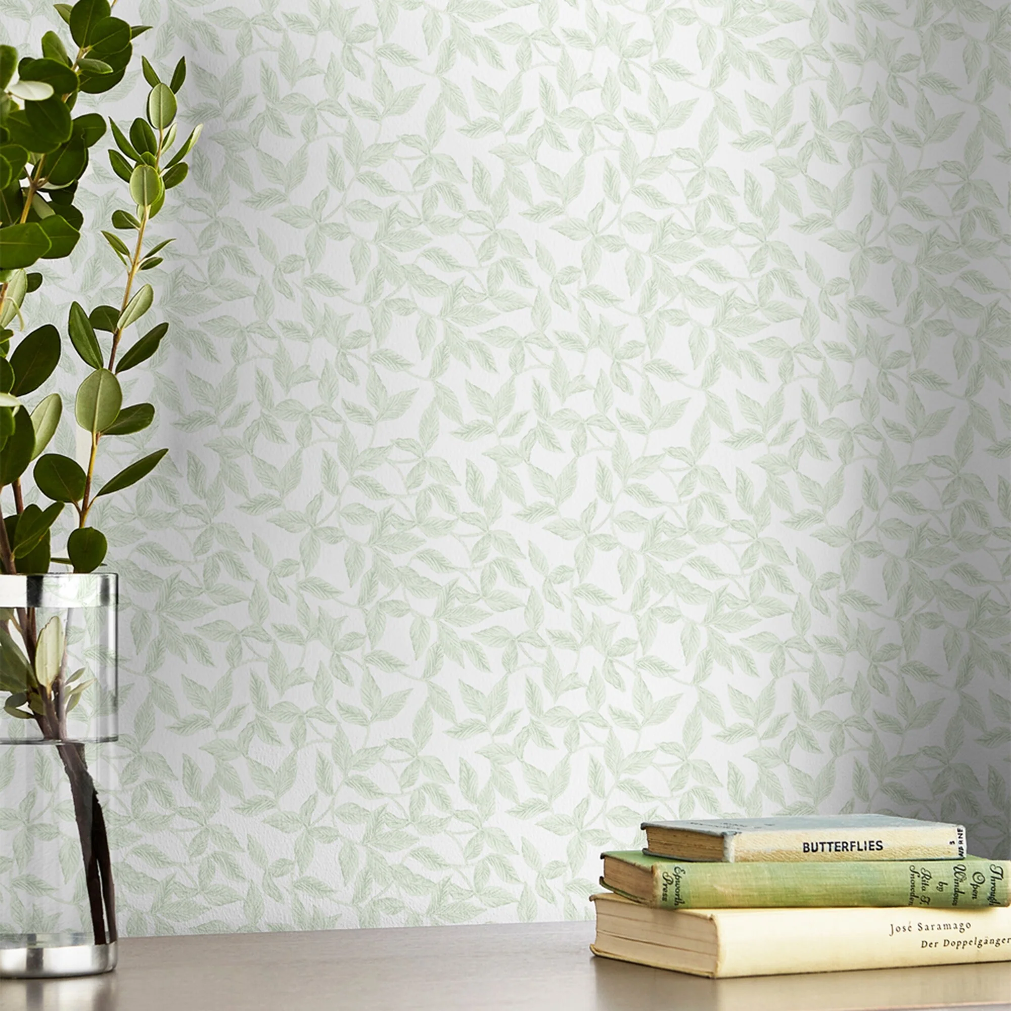 Laura Ashley Erwood Pale Eau de Nil Wallpaper - N/A