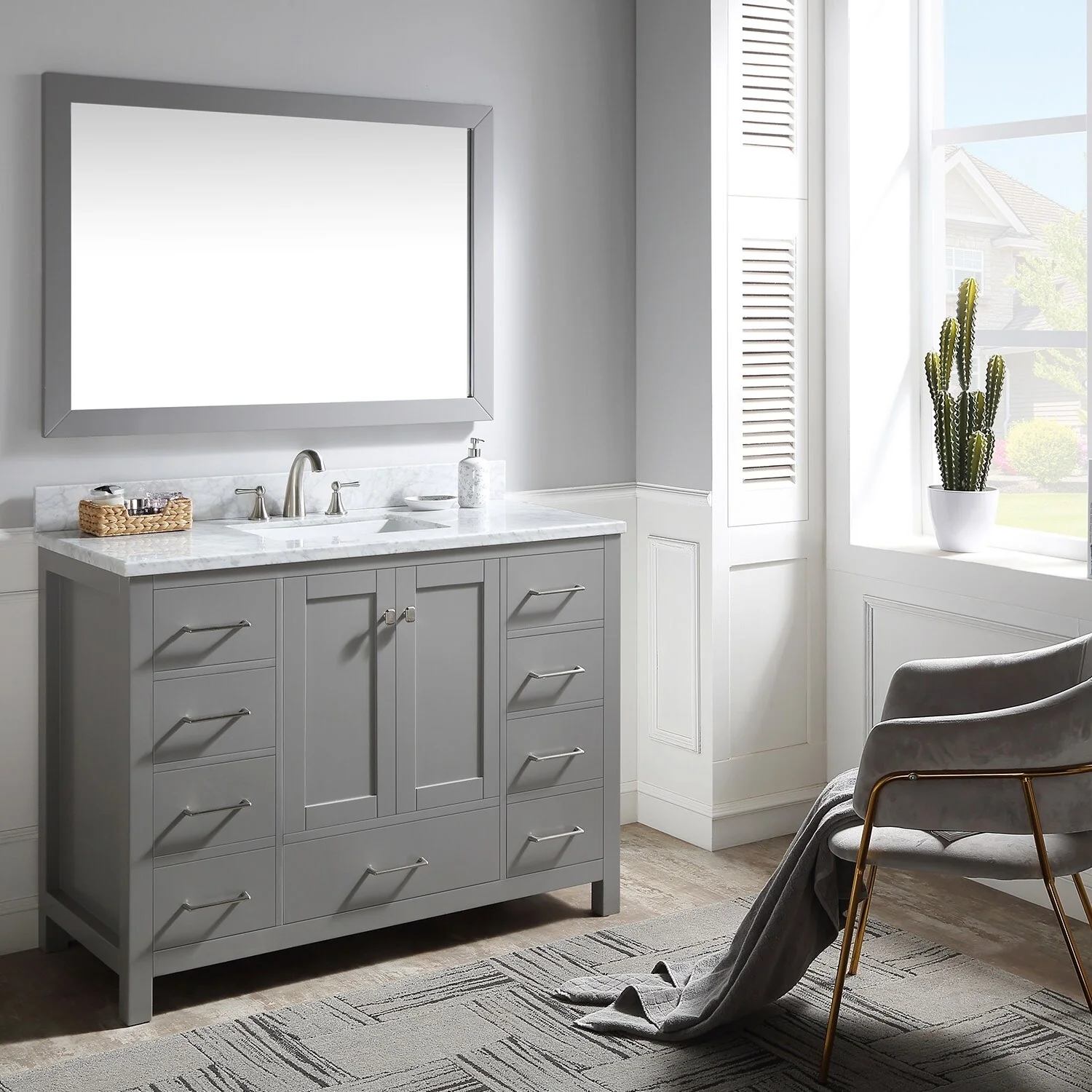 Prismosaic 48 in. Lunar Gray Vanity with Countertop & Splash, Single Sink