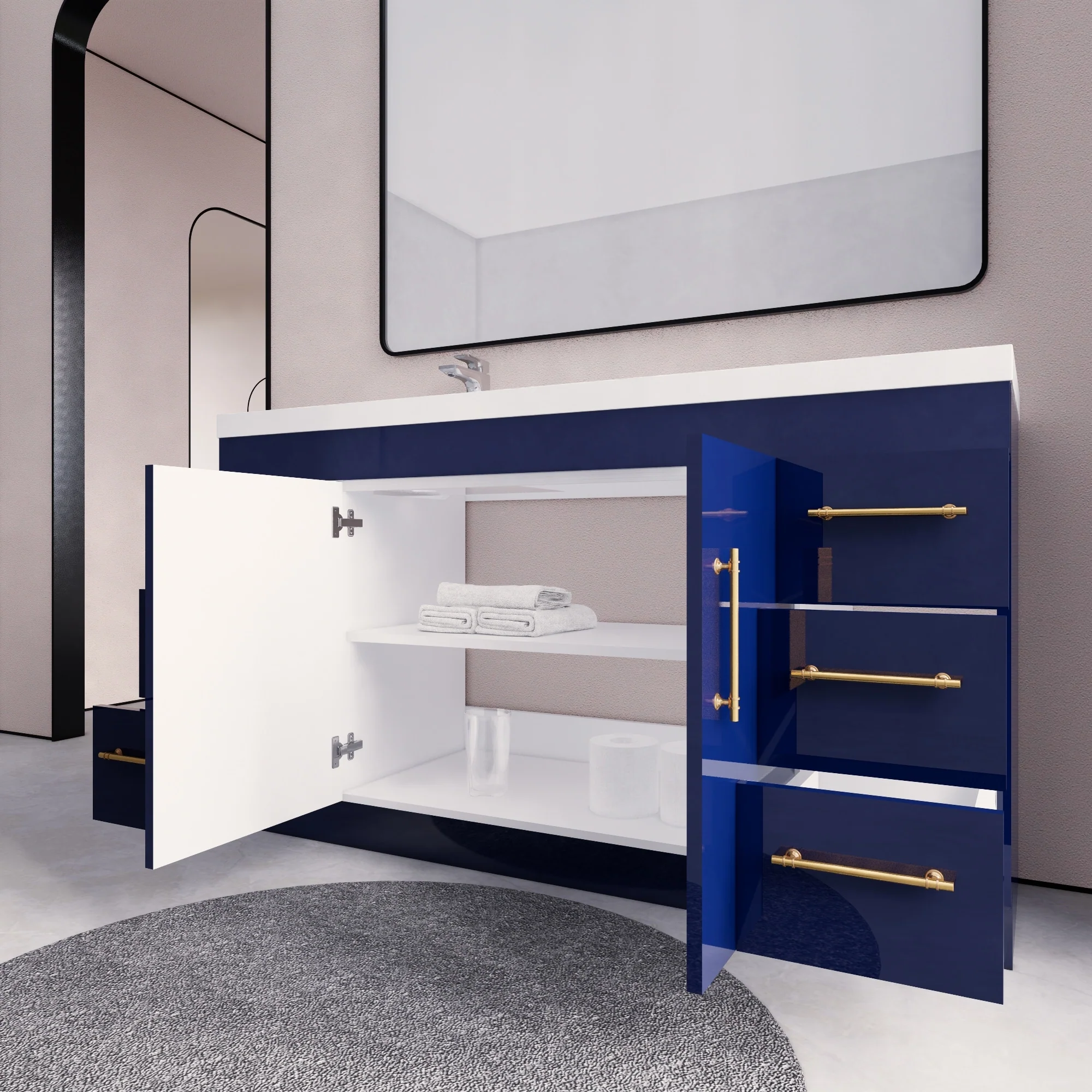 Eliza 60'' Freestanding Vanity with Single Sink on the Left