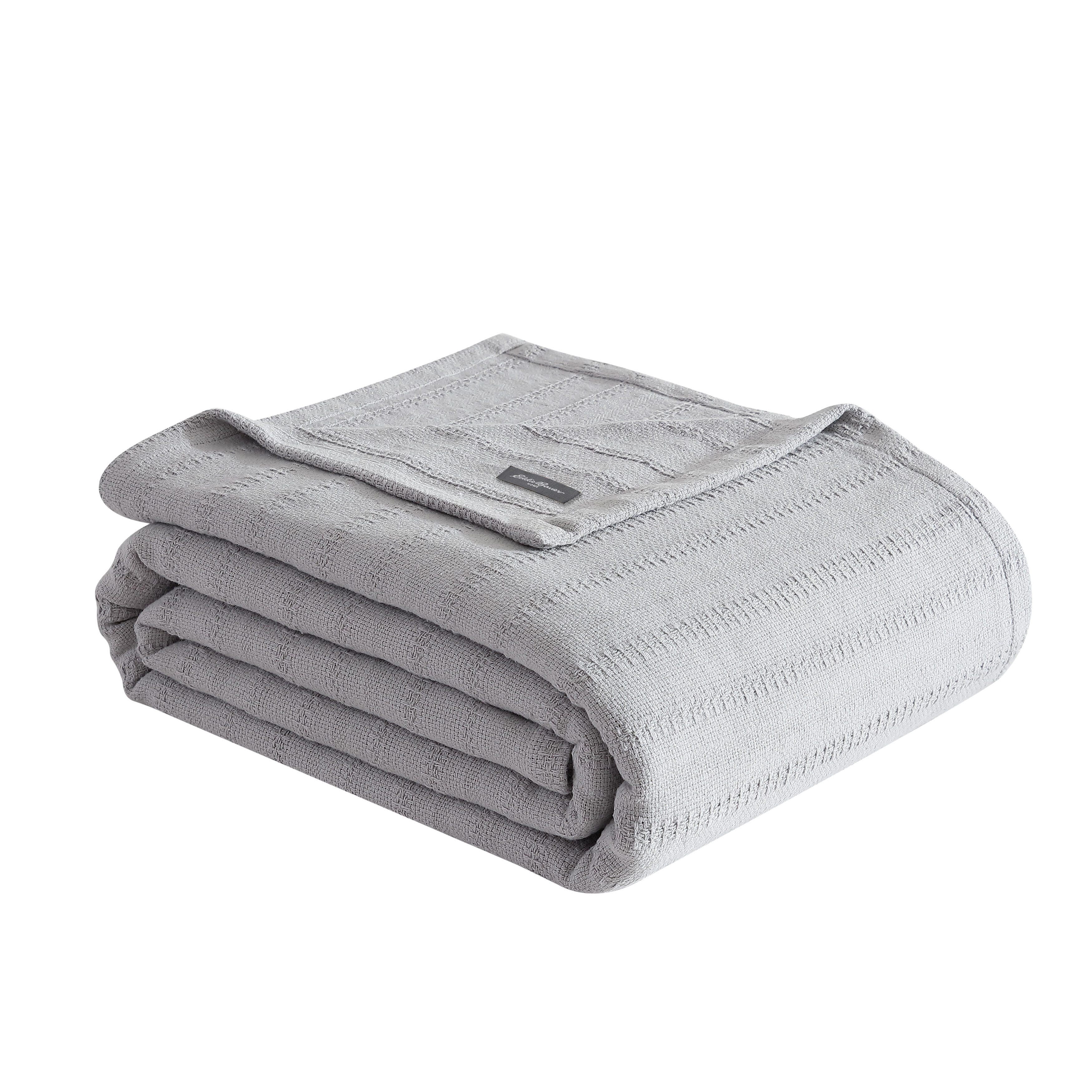 Eddie Bauer Variegated Weave Stripe Cotton Reversible Blanket