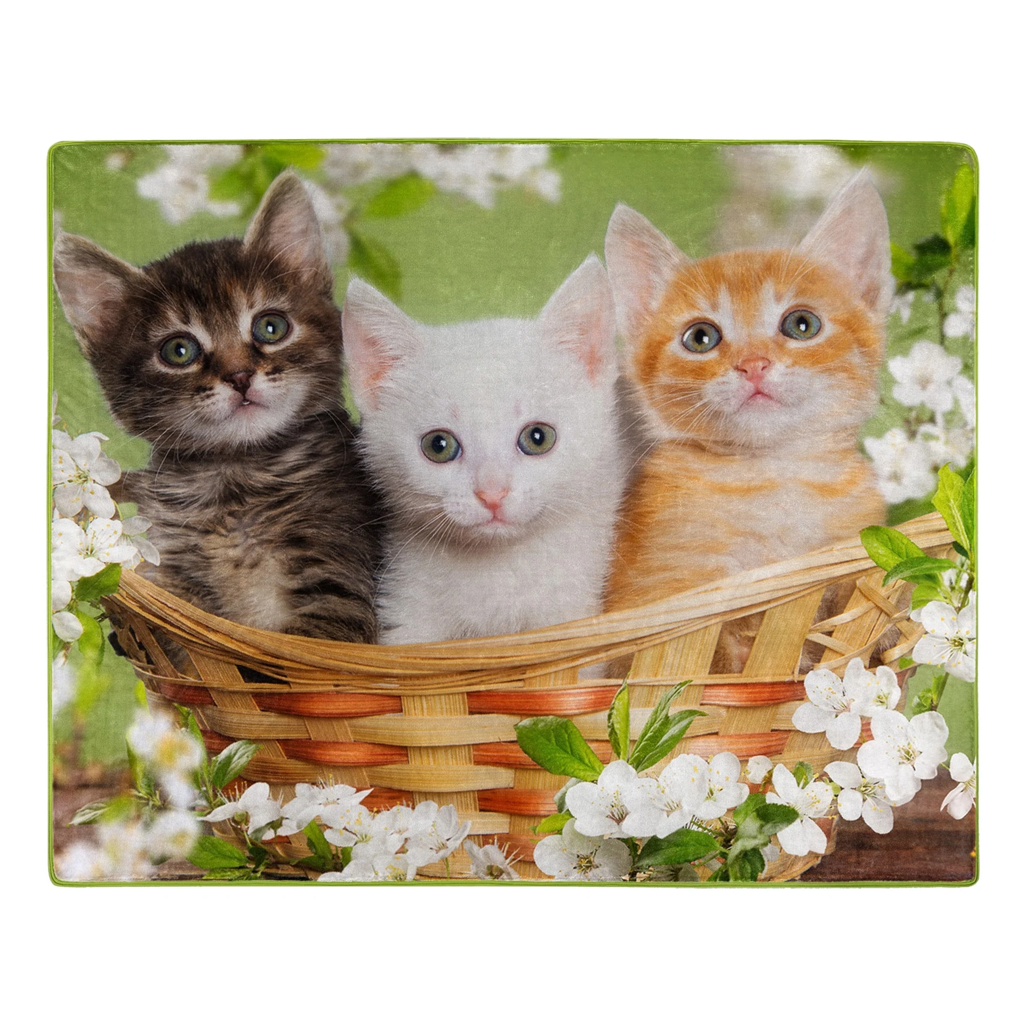 American Wilderness Collection Basket of Kittens Wilderness Raschel Throw Blanket