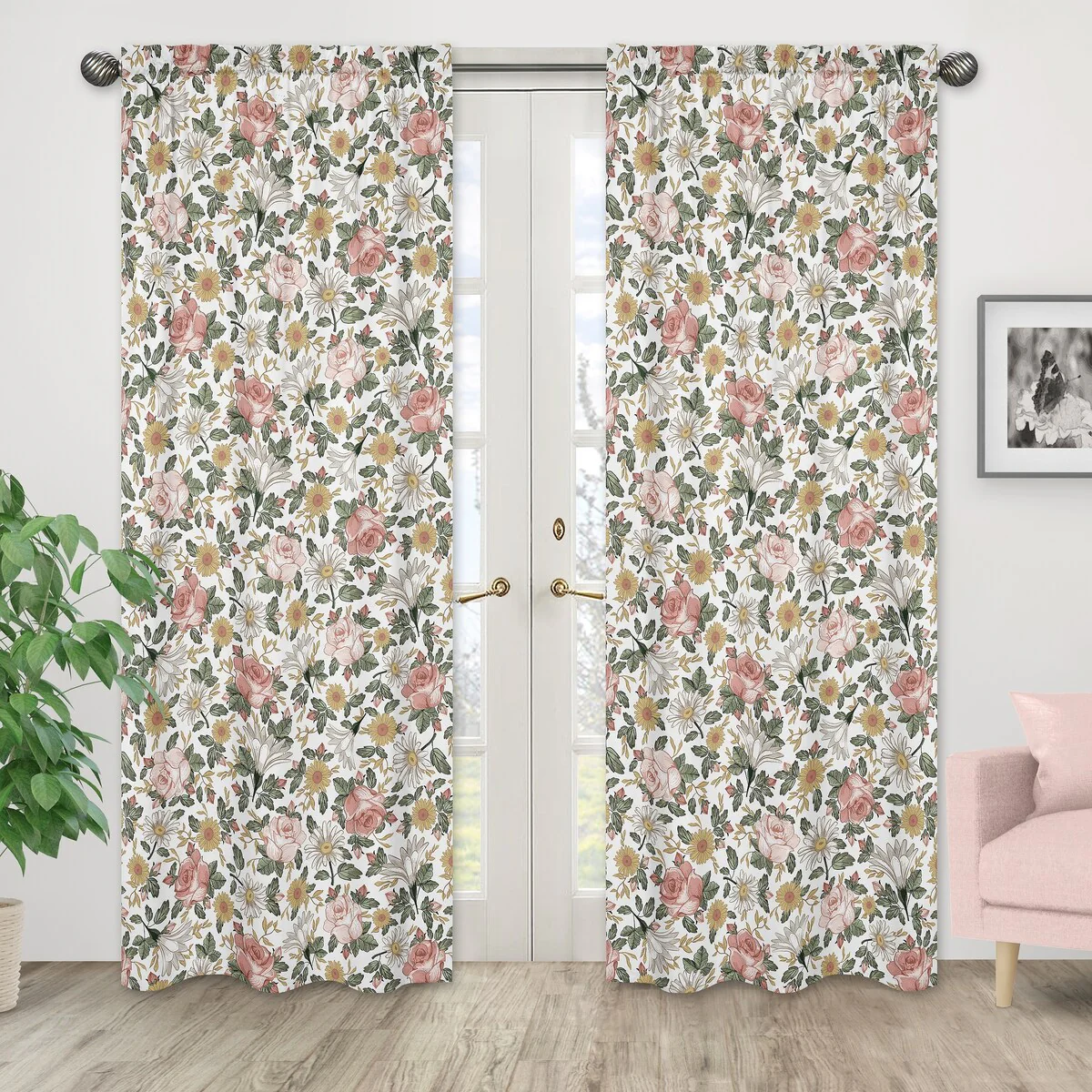 Sweet Jojo Designs Vintage Floral Boho 84-inch Window Treatment Curtain Panel Pair