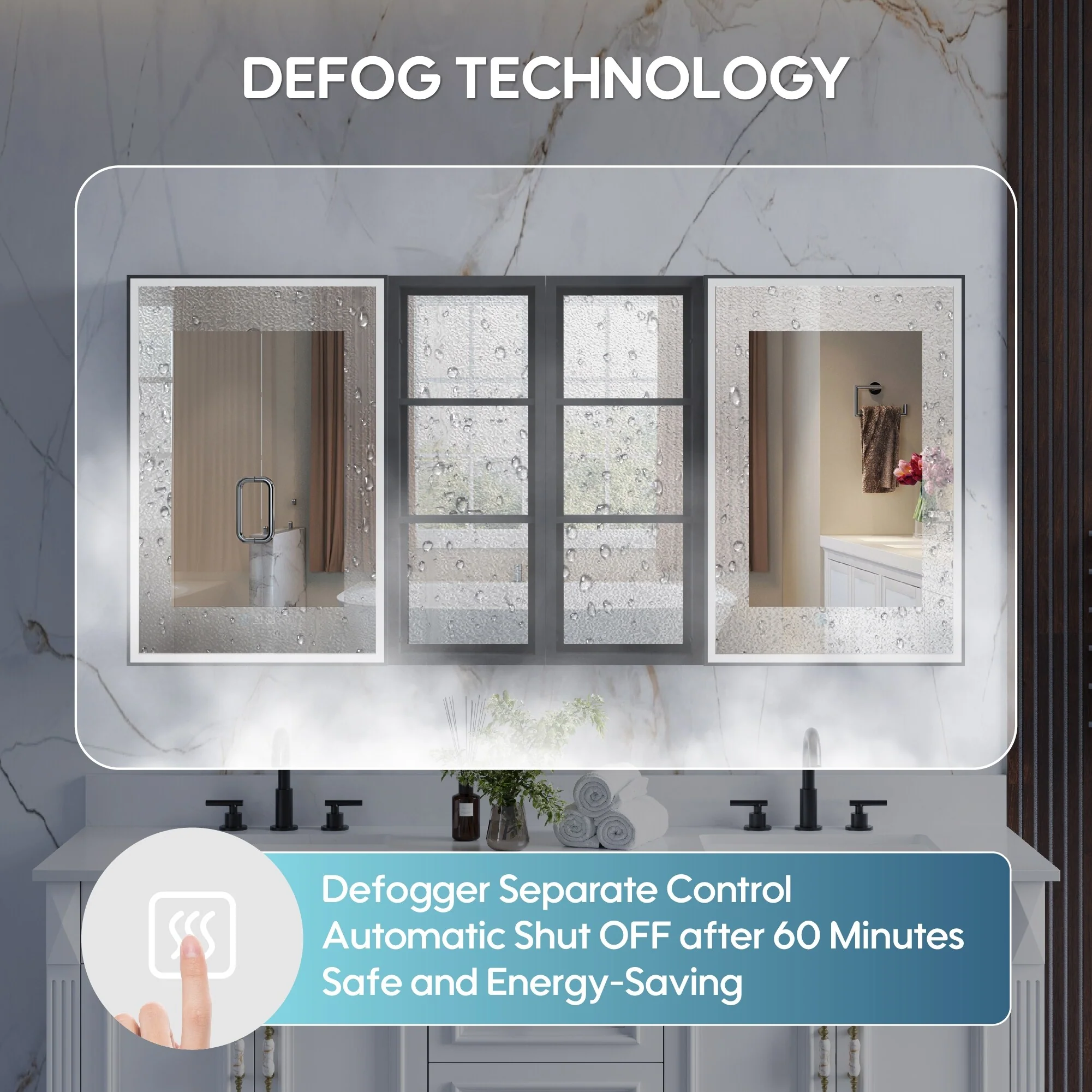 30 in. H Recessed or Surface Wall Mounted LED Mirror Cabinet With Black Side Cabinet