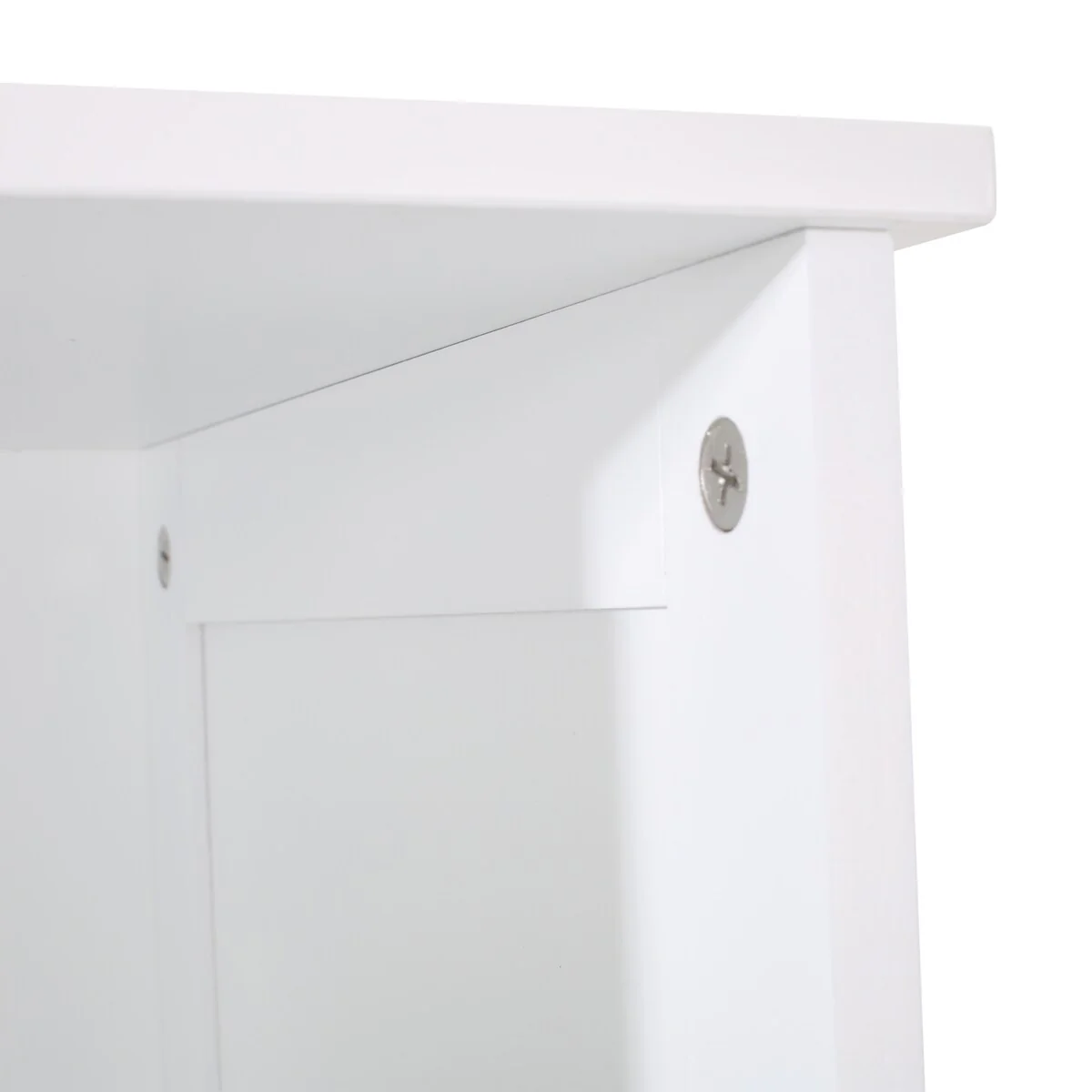 63-inch Tall Bathroom Linen Cabinet, Freestanding Diplay Storage Cabinet with 1 Door and Adjustable in White