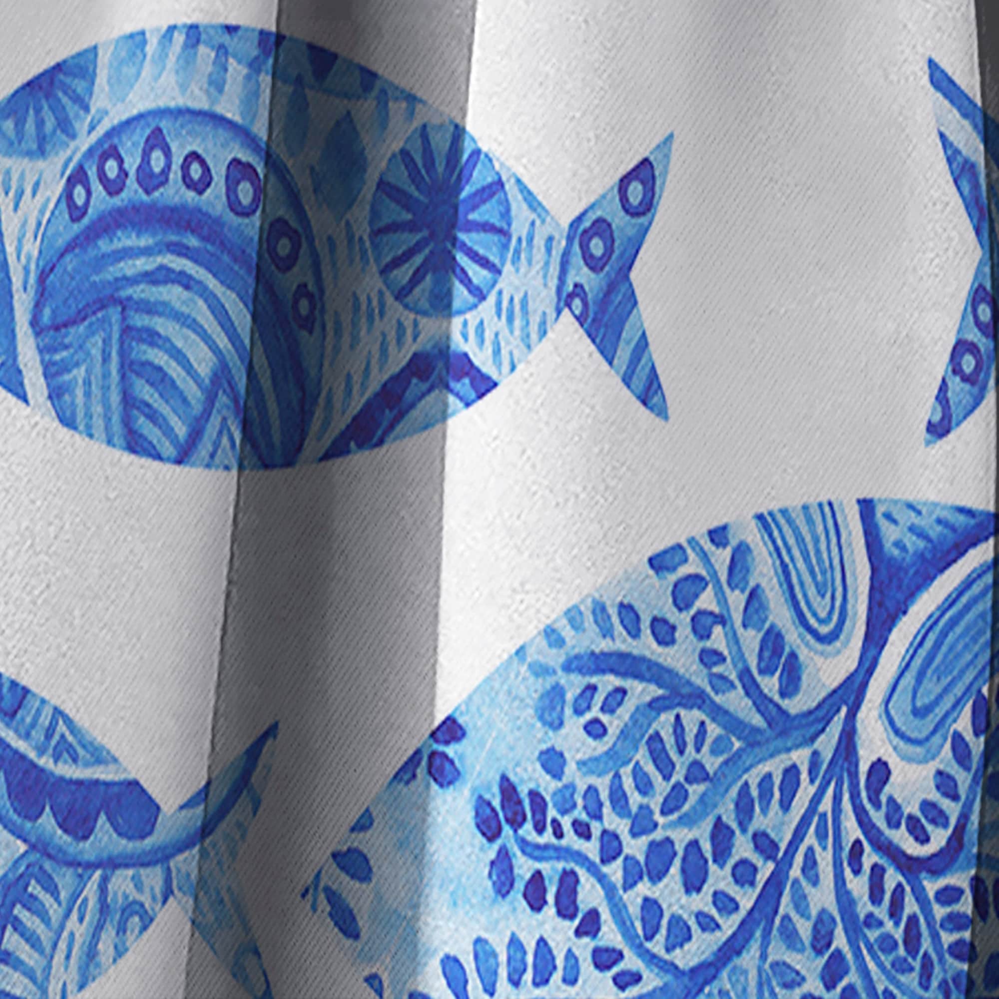 Designart 'Seamless pattern with fishes' Nautical Blackout Curtain Single Panel