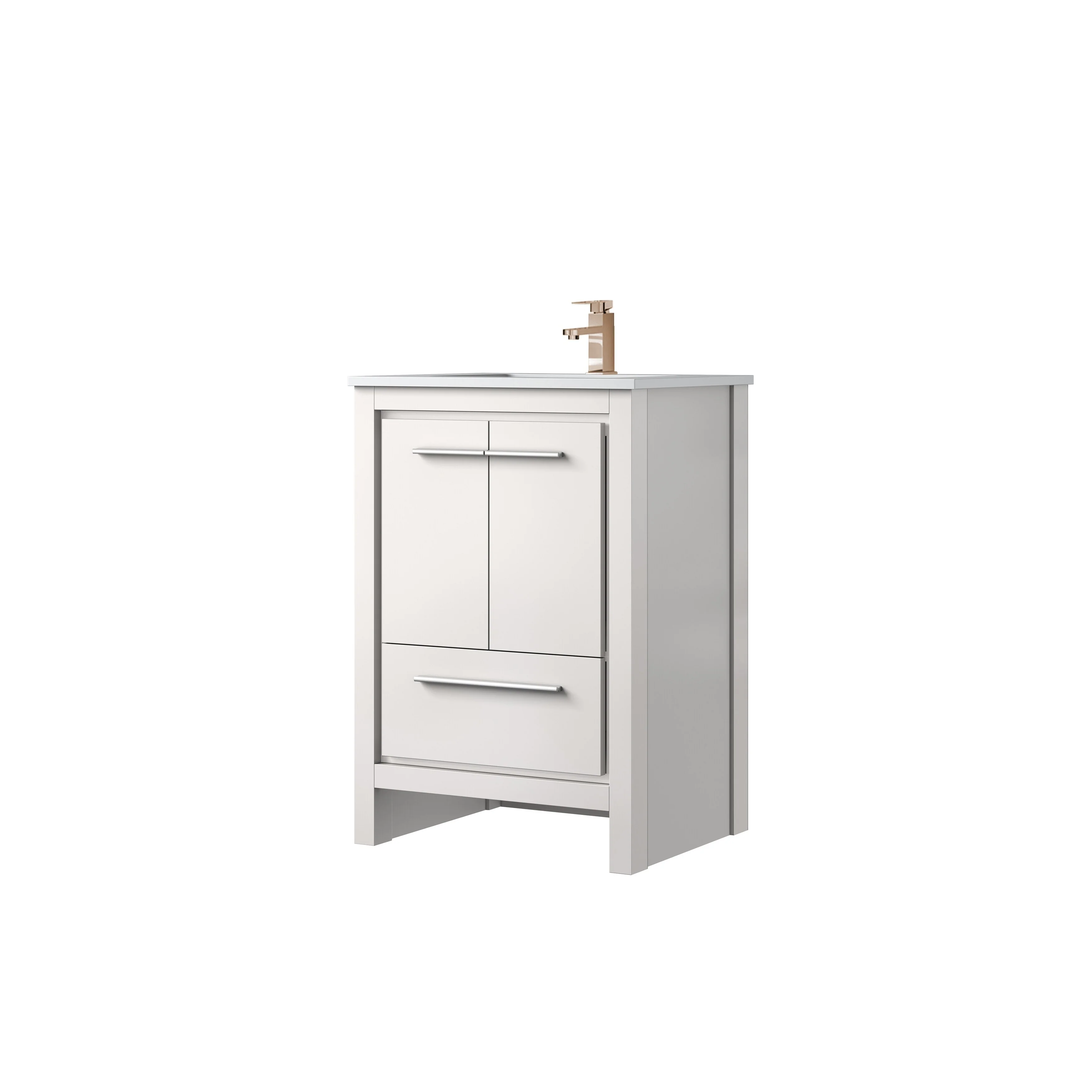 Lafarre Bath Vanity Cultured Marble Top, Sink and Rose Gold Faucet