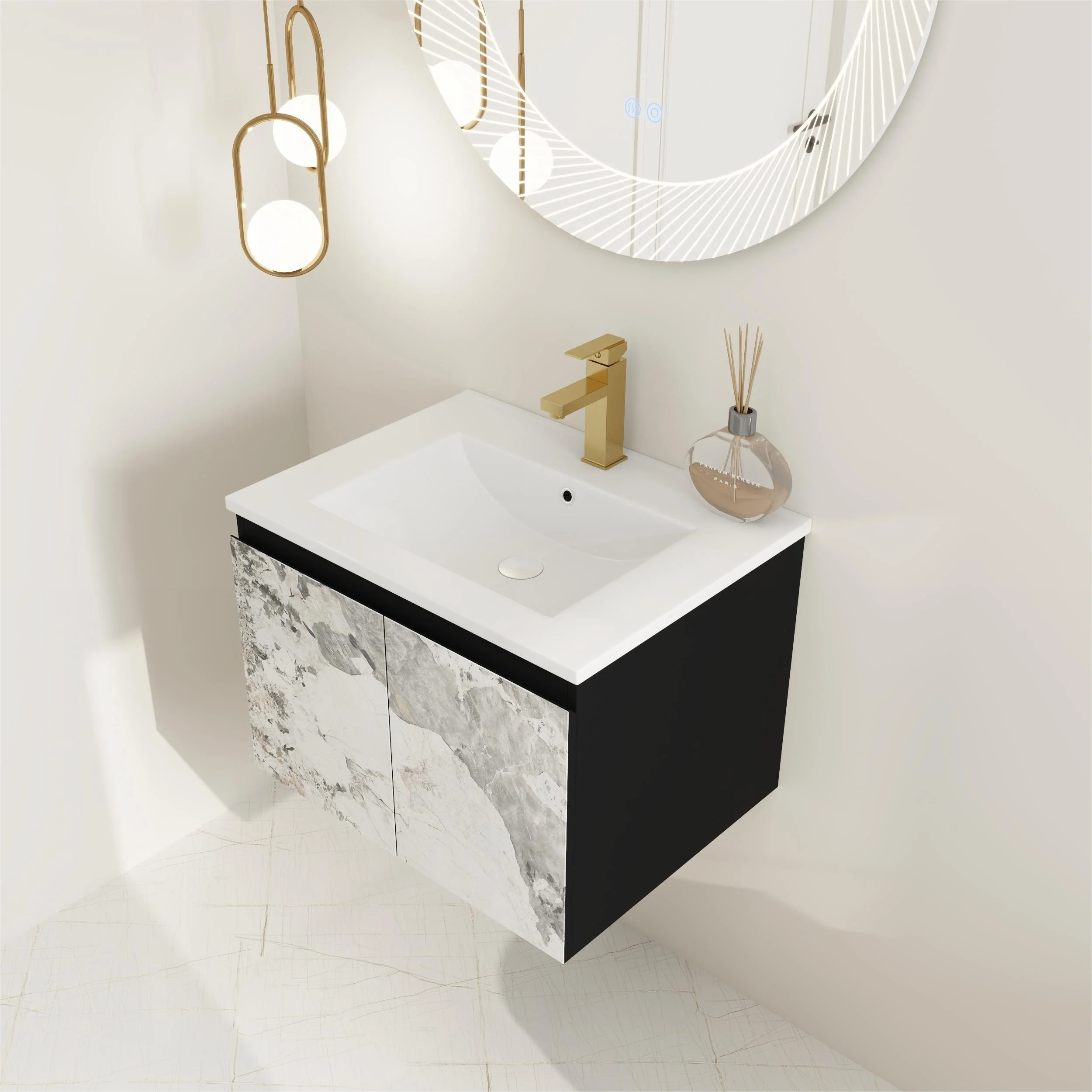 BNK 24/30/48 Inch Double Sink Bathroom Vanity with Soft Close Door