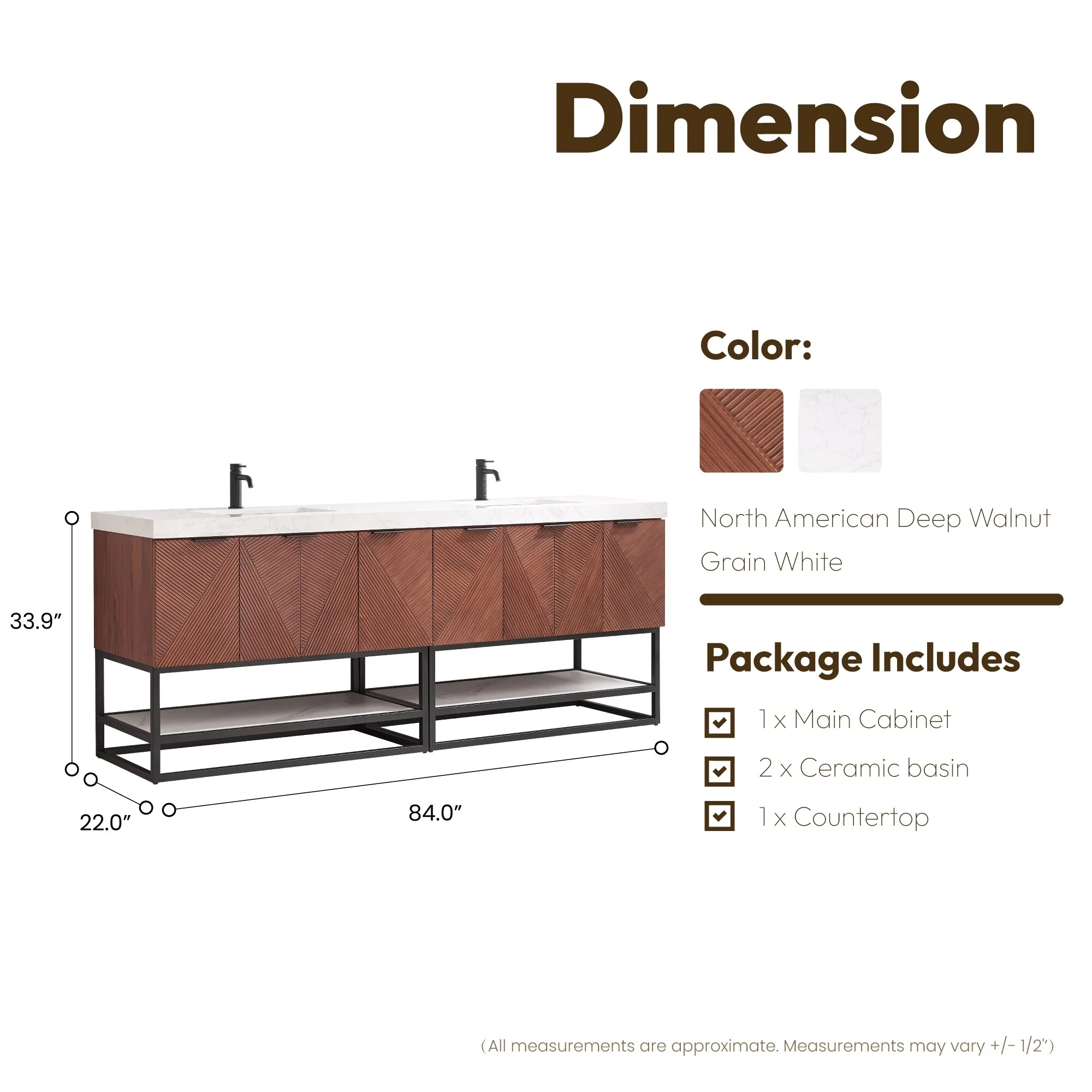 Mahon Double Bath Vanity with Composite Stone Top without Mirror