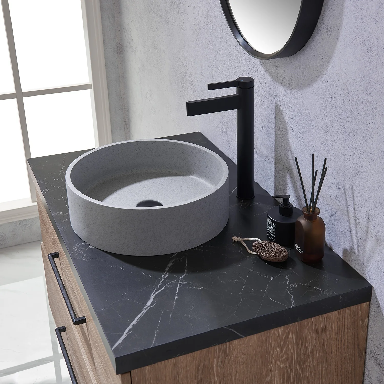 Trento Bath Vanity with Sintered Stone Top with Concrete Sink (C)