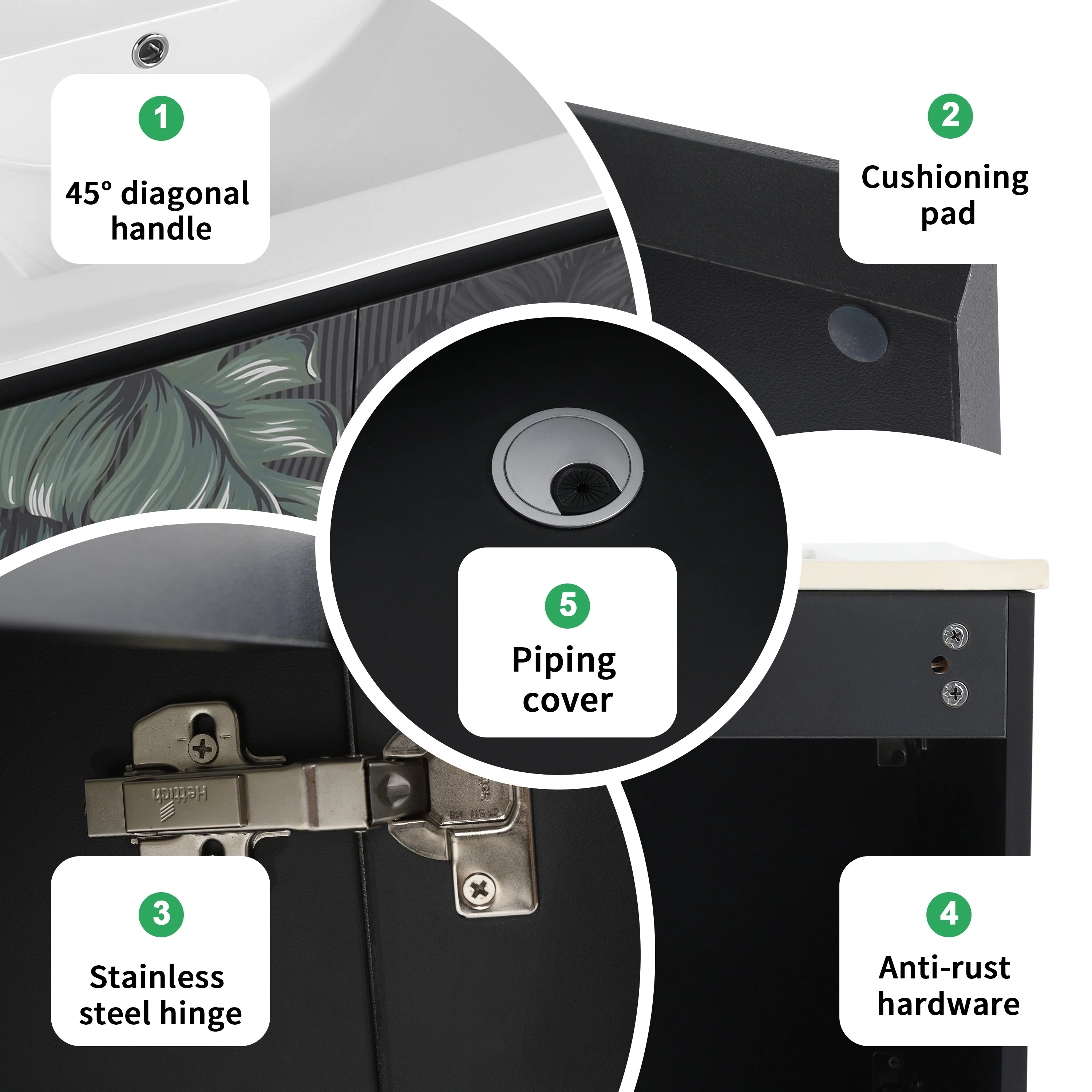 BNK 24/30/48 Inch Double Sink Bathroom Vanity with Soft Close Door