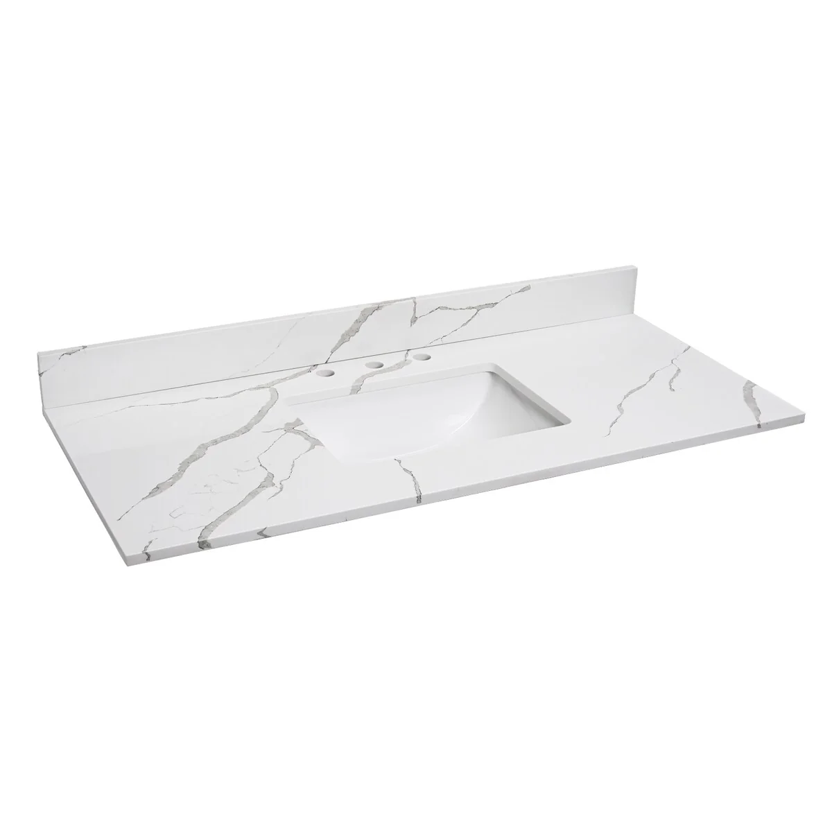 Bathlet Calacatta Quartz 48-in Single Sink Bathroom Vanity Top with Side Splash
