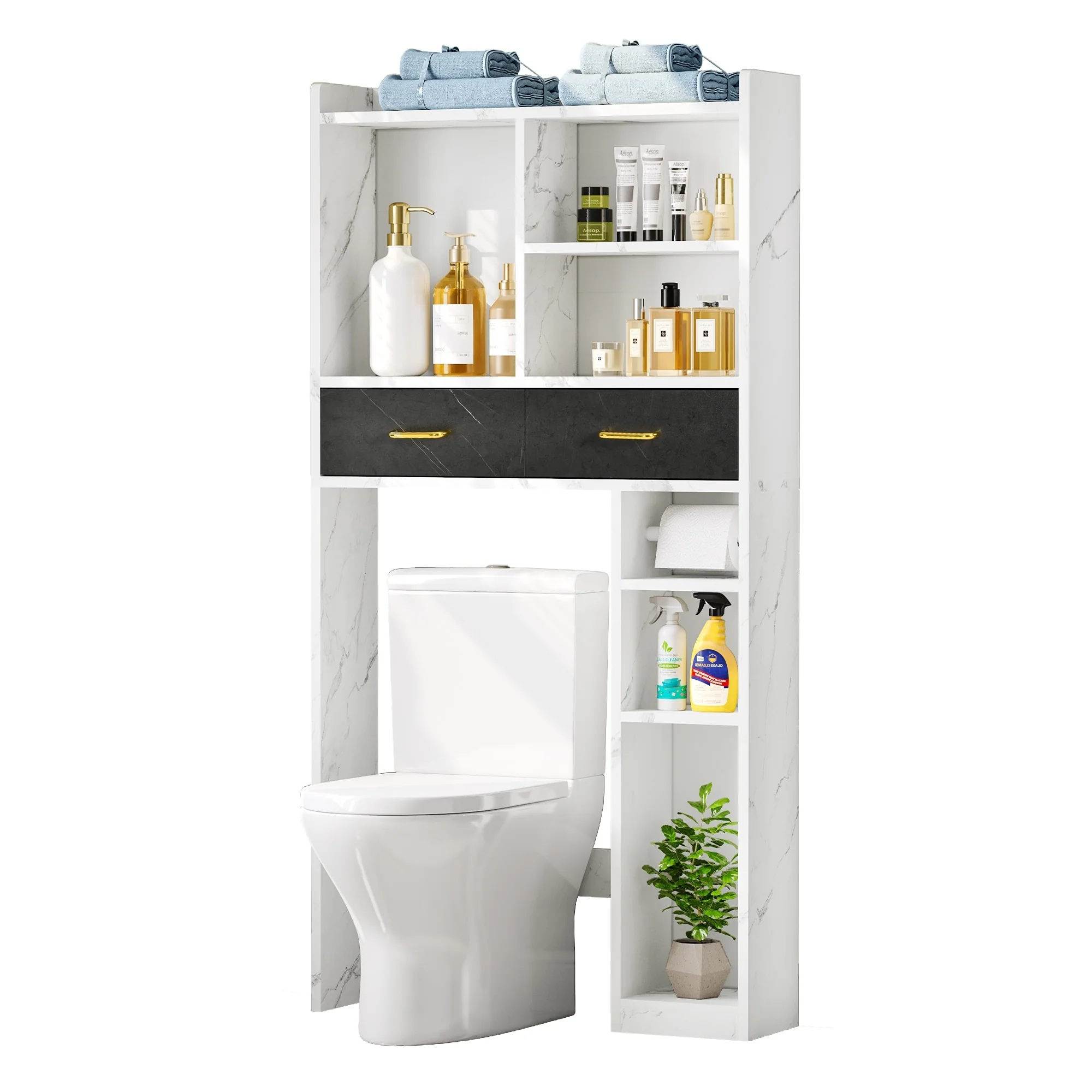 Moasis Over The Toilet Cabinet for Bathroom Storage with Drawers and Shelves