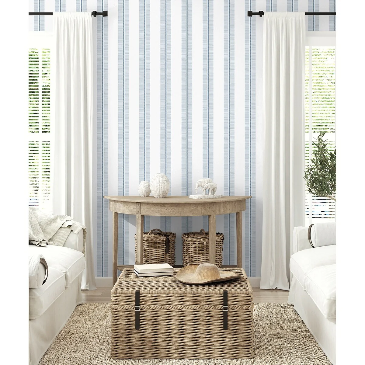 NextWall Beach Towel Stripe Peel and Stick Wallpaper - 27 in. W x 18 ft. L