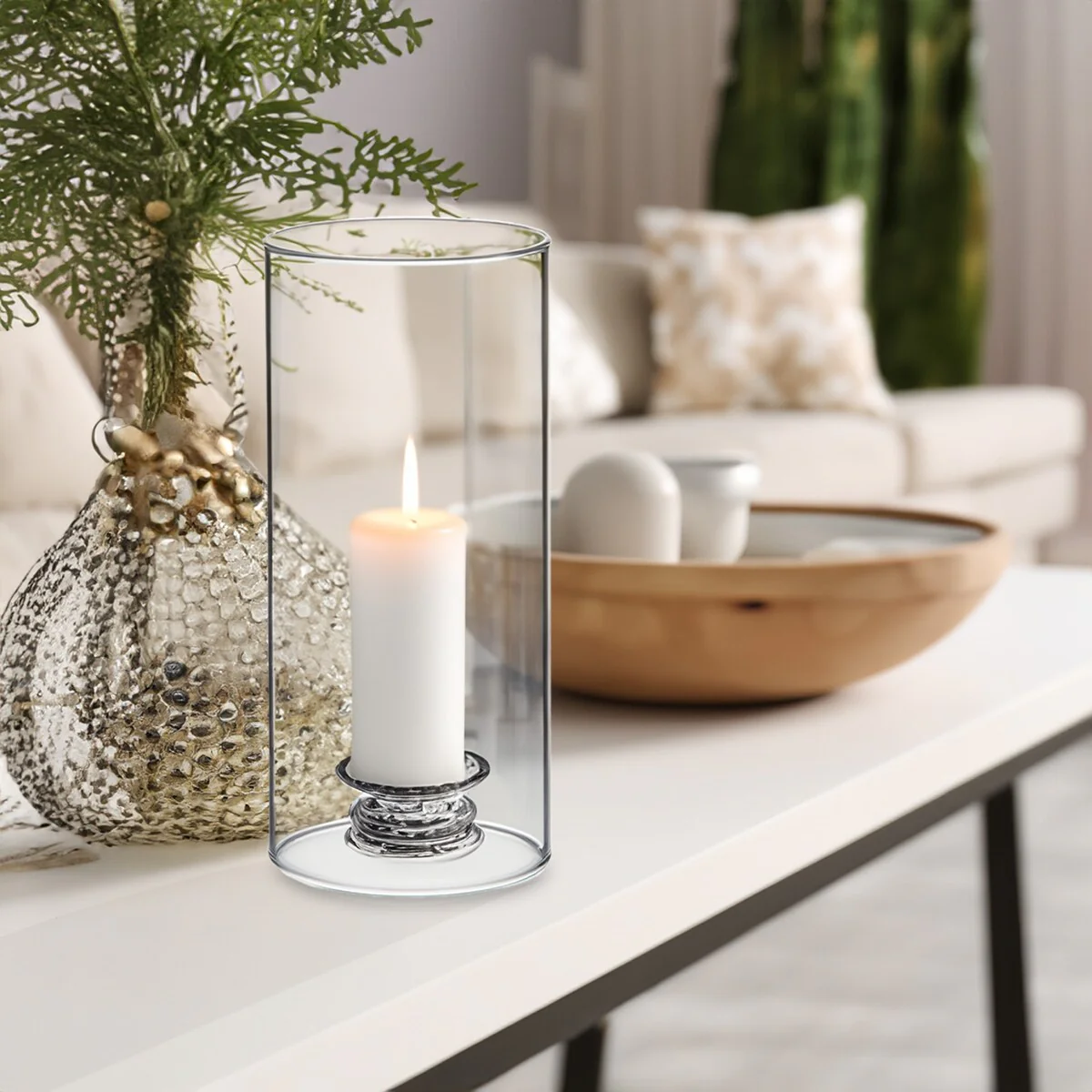 Clear Glass Cylinder Hurricane Chimney Tube, Candle Cover - 1 Piece