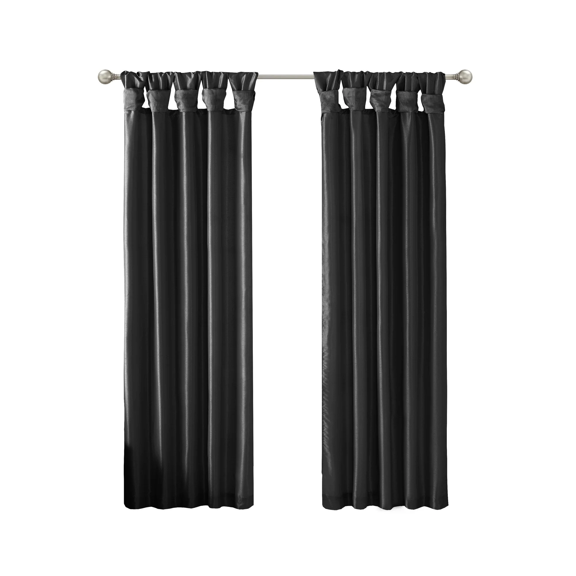 Twist Tab Total Blackout Window Curtain Panel Black 50x95