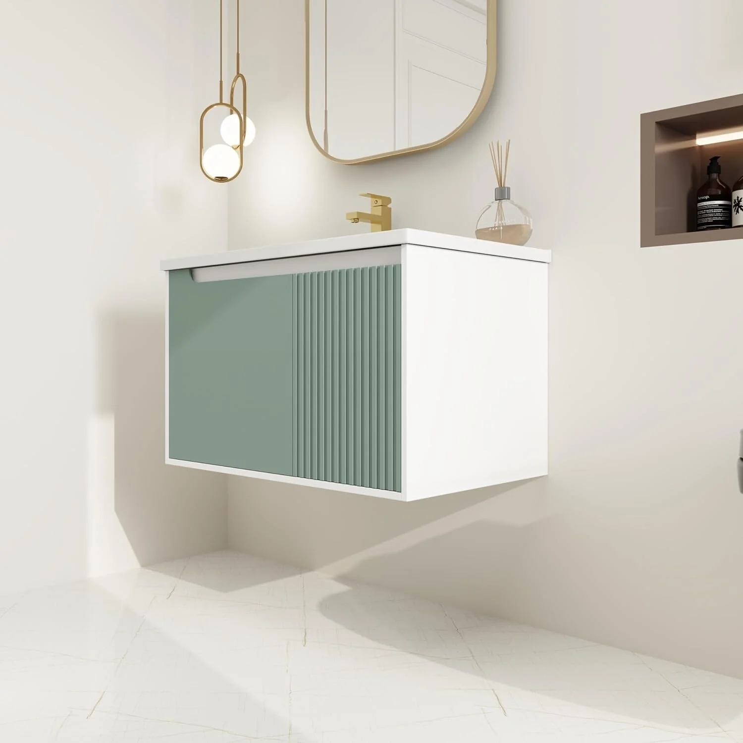 BNK 28/ 32/36/40 Inch Single Sink Bathroom Vanity with Soft Close Door, Modern Floating Vanity