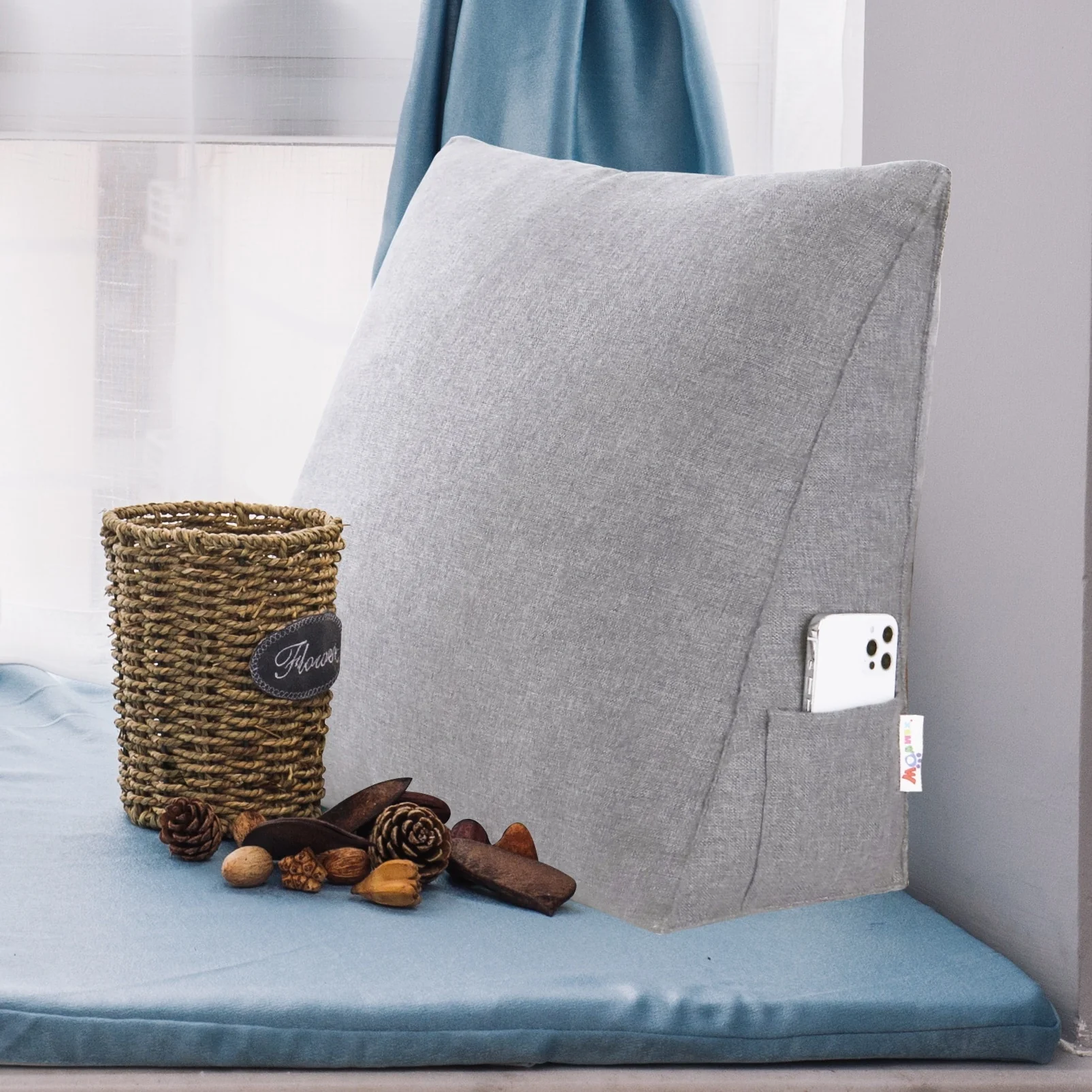 WOWMAX Bed Rest Wedge Reading Pillow Sofa Daybed Triangle Cushion 24