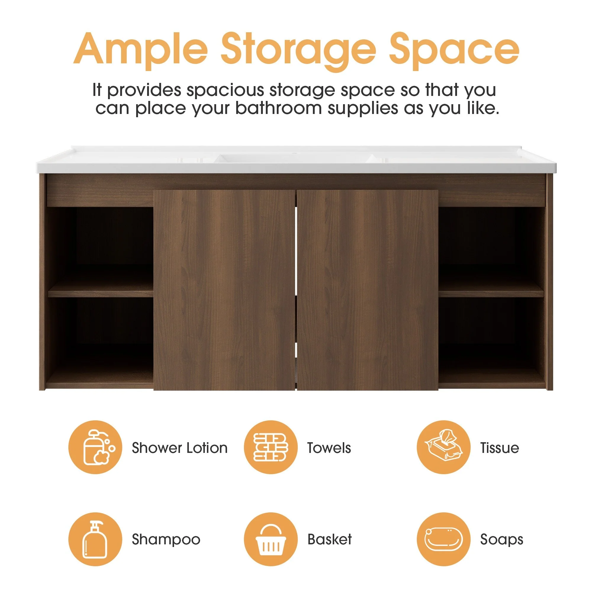 48-Inch Wall-Mounted Modern Bathroom Vanity with Single Sink – Sleek MDF Construction for Contemporary Spaces