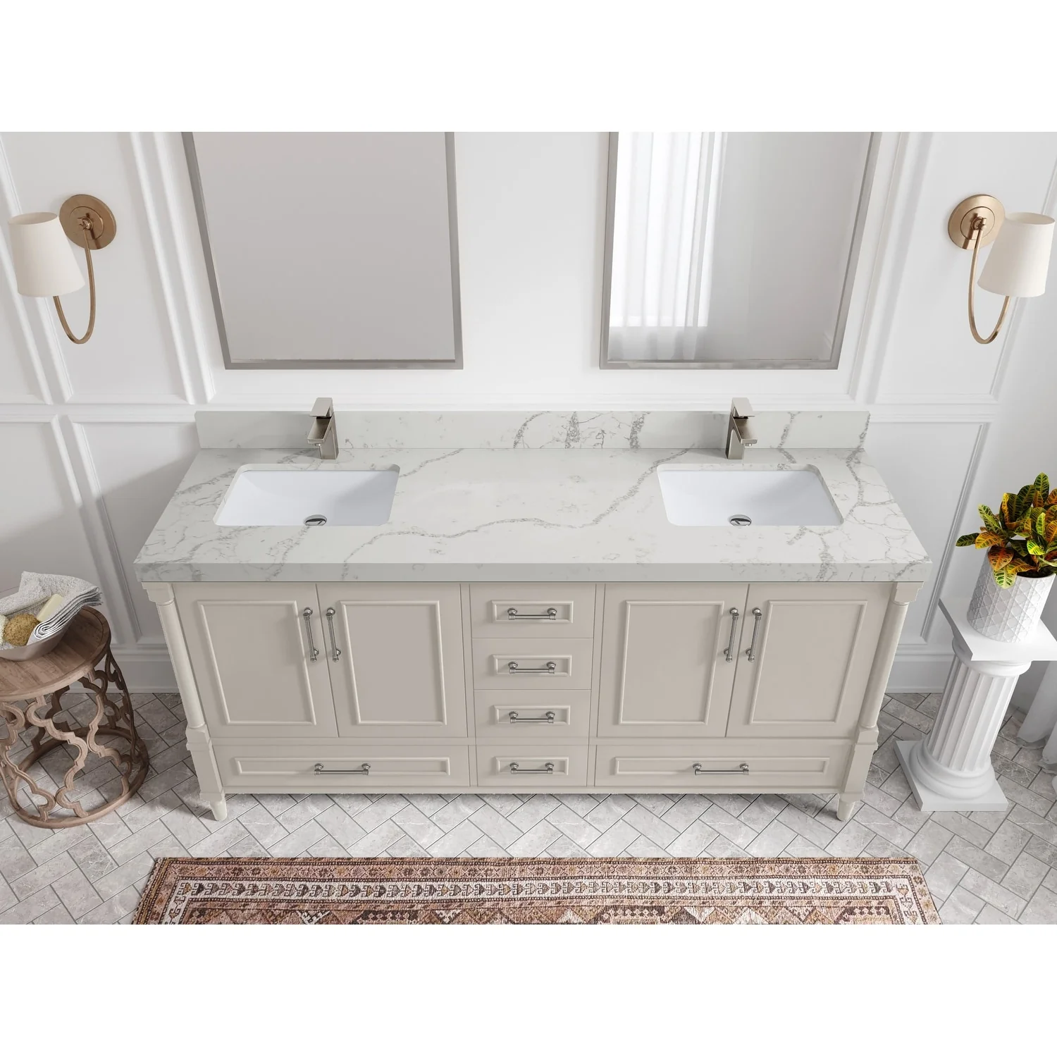 Willow Collections 72 in. W x 22 in. D Aberdeen Double Sink Bathroom Vanity with Countertops