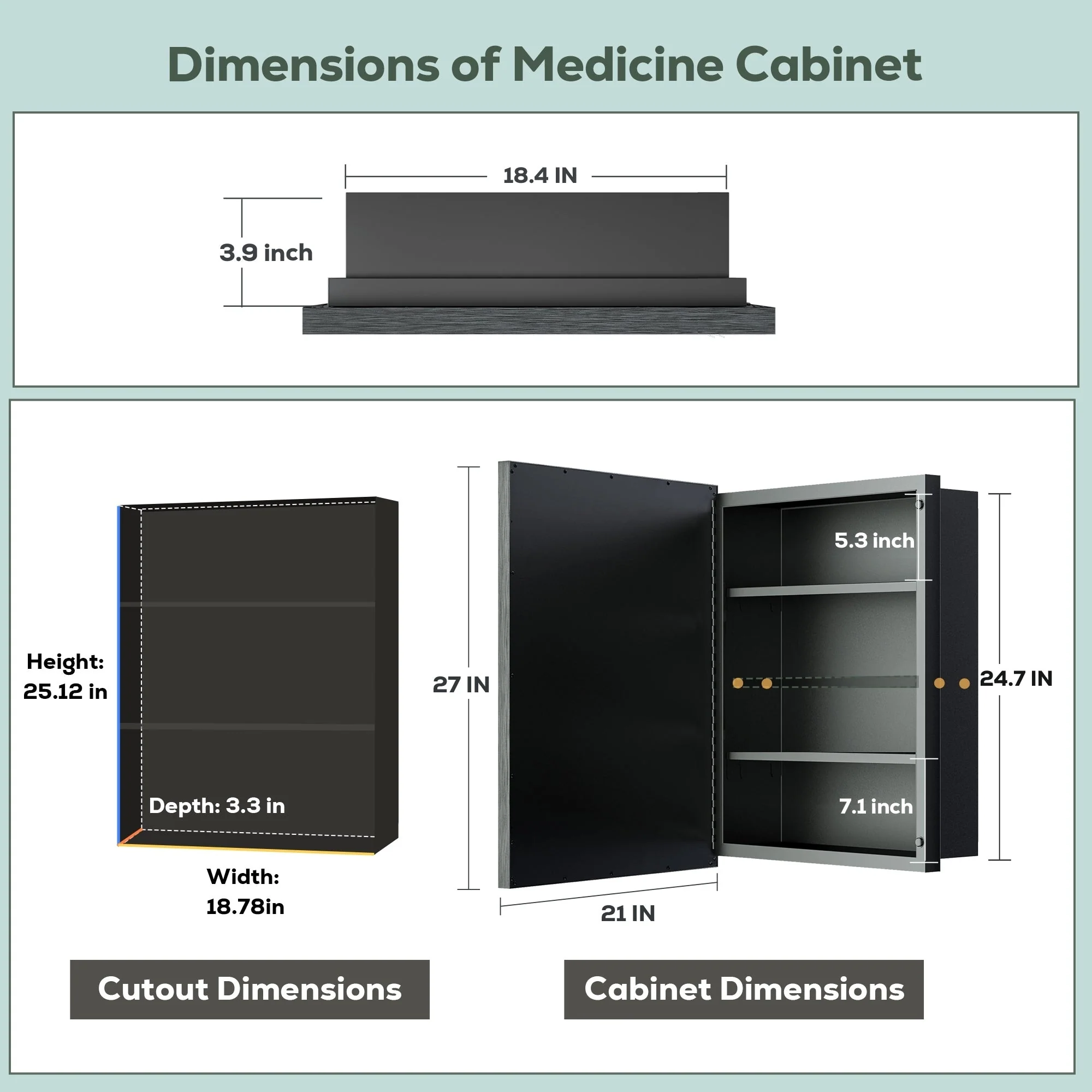 TokeShimi Medicine Cabinets for Bathroom with Mirror, Beveled Framed