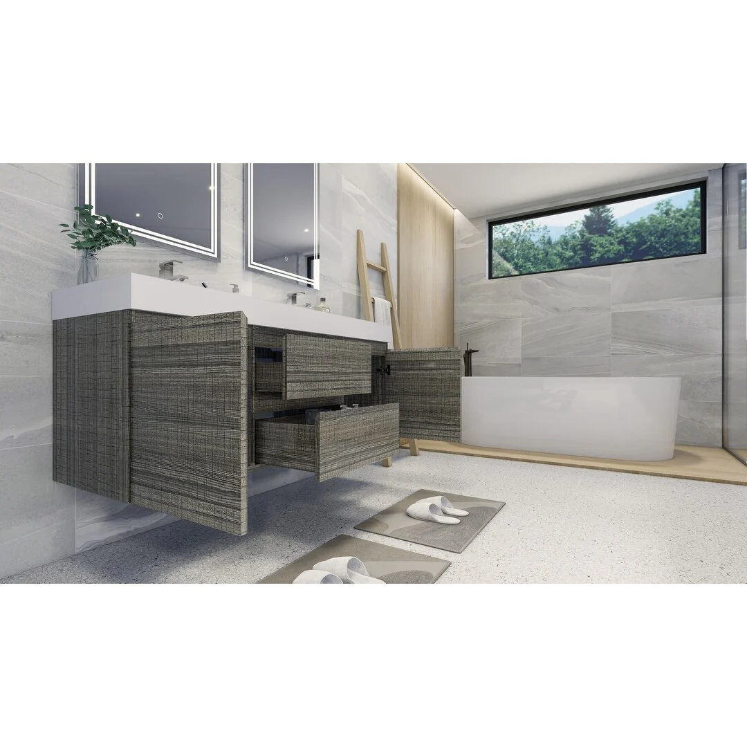Baillie 60'' Wall-Mounted Vanity with Double Reinforced Acrylic Sink