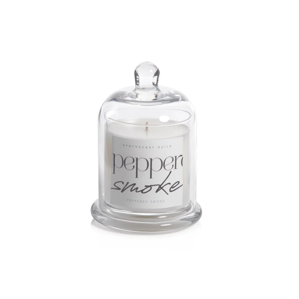 Peppered Smoke Scented Candle Jar with Glass Dome