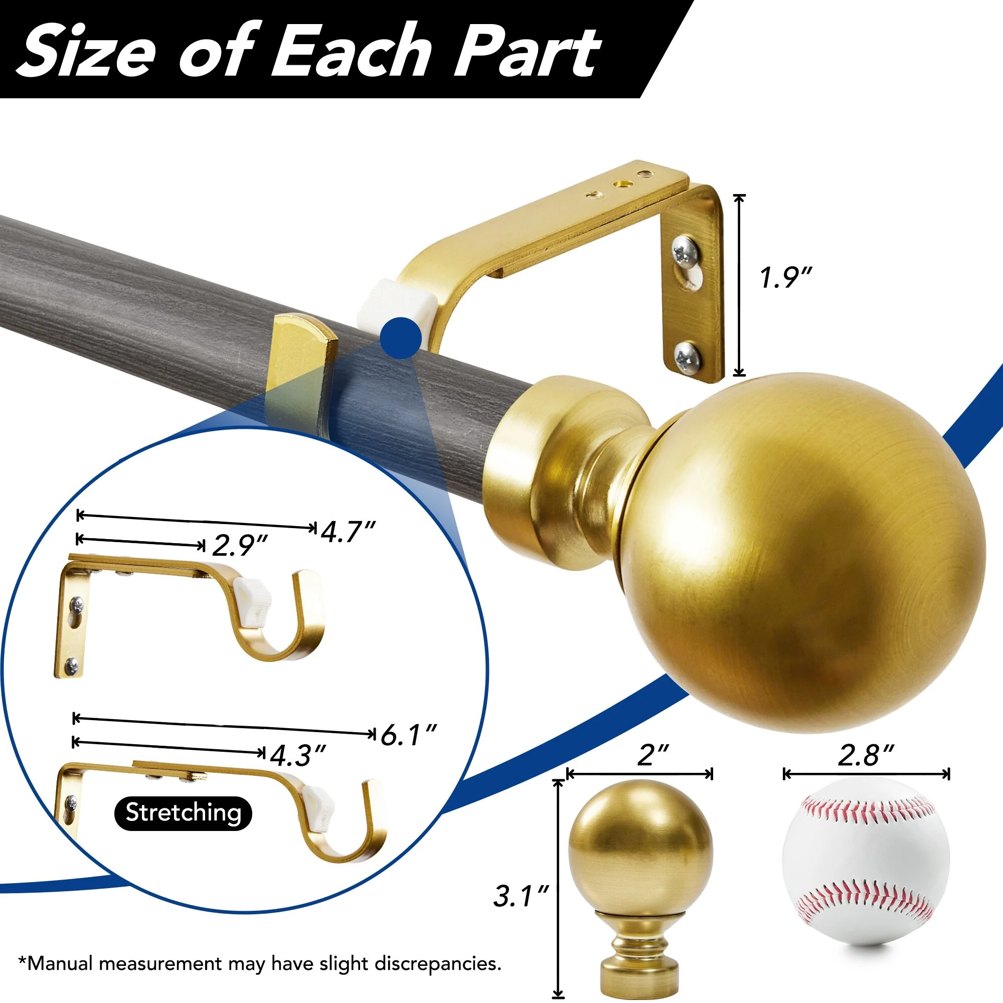 Deconovo 1 Inch Window Curtain Rod