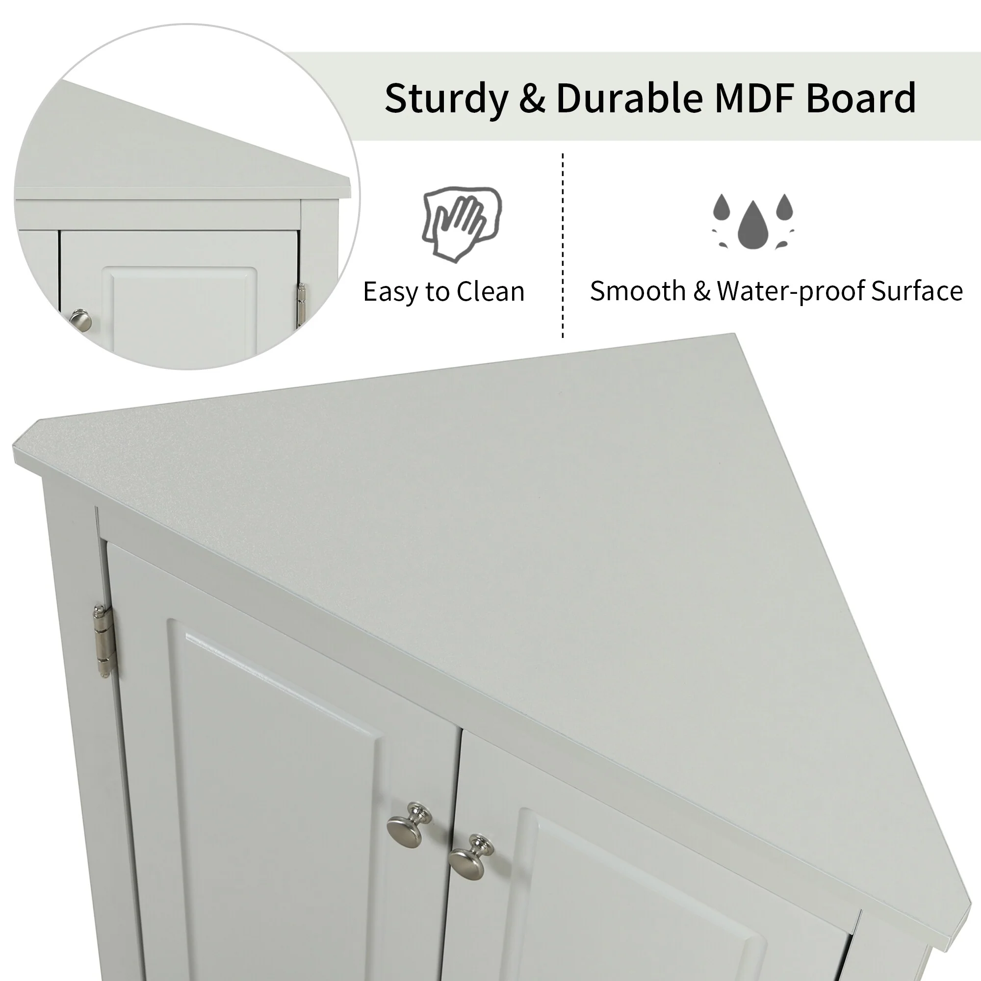 17.2 in. W x 17.2 in. D Triangle Bathroom Storage Cabinet with Adjustable Shelves