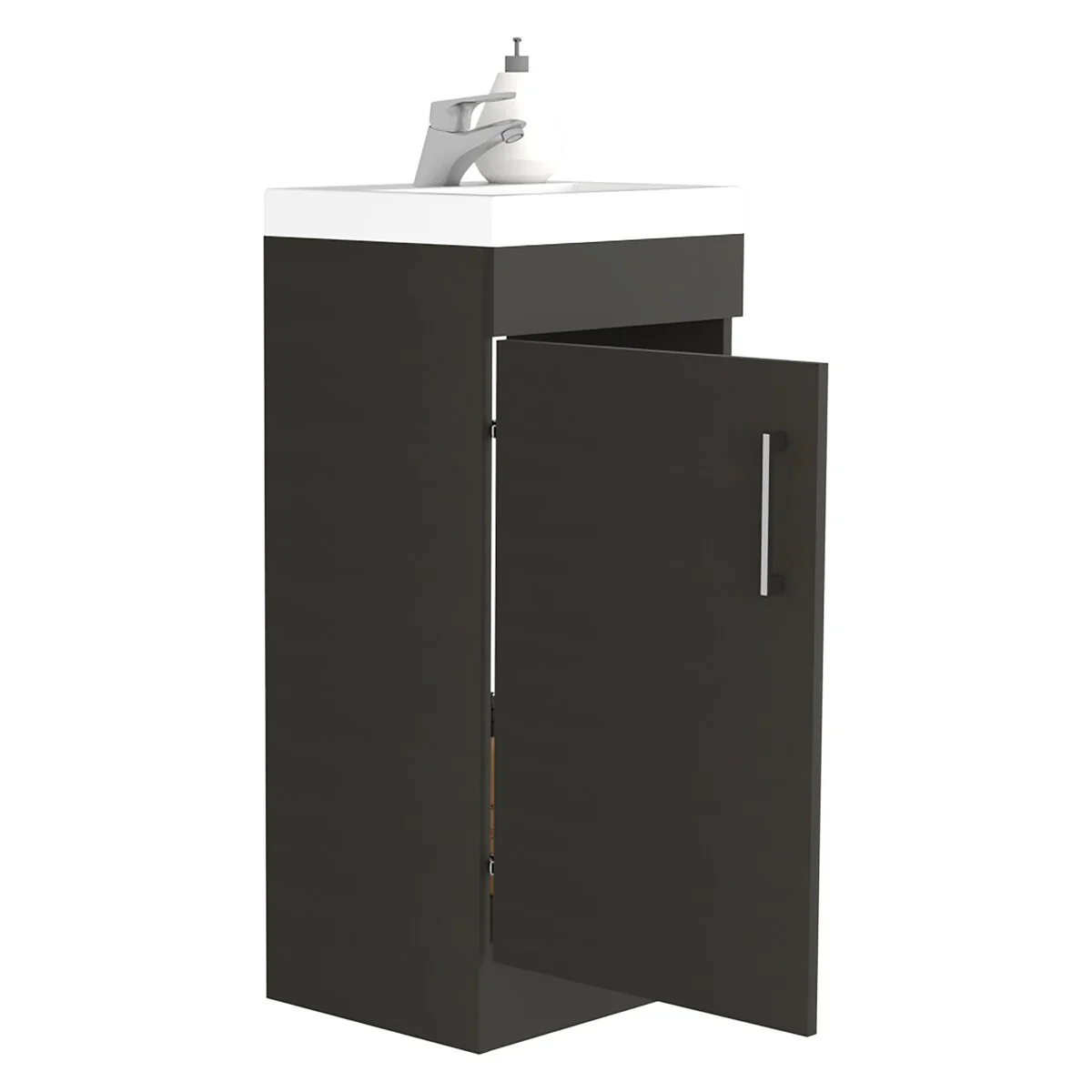 Bathroom Vanity Sink, Metal Handle, Single Door Cabinet -Black