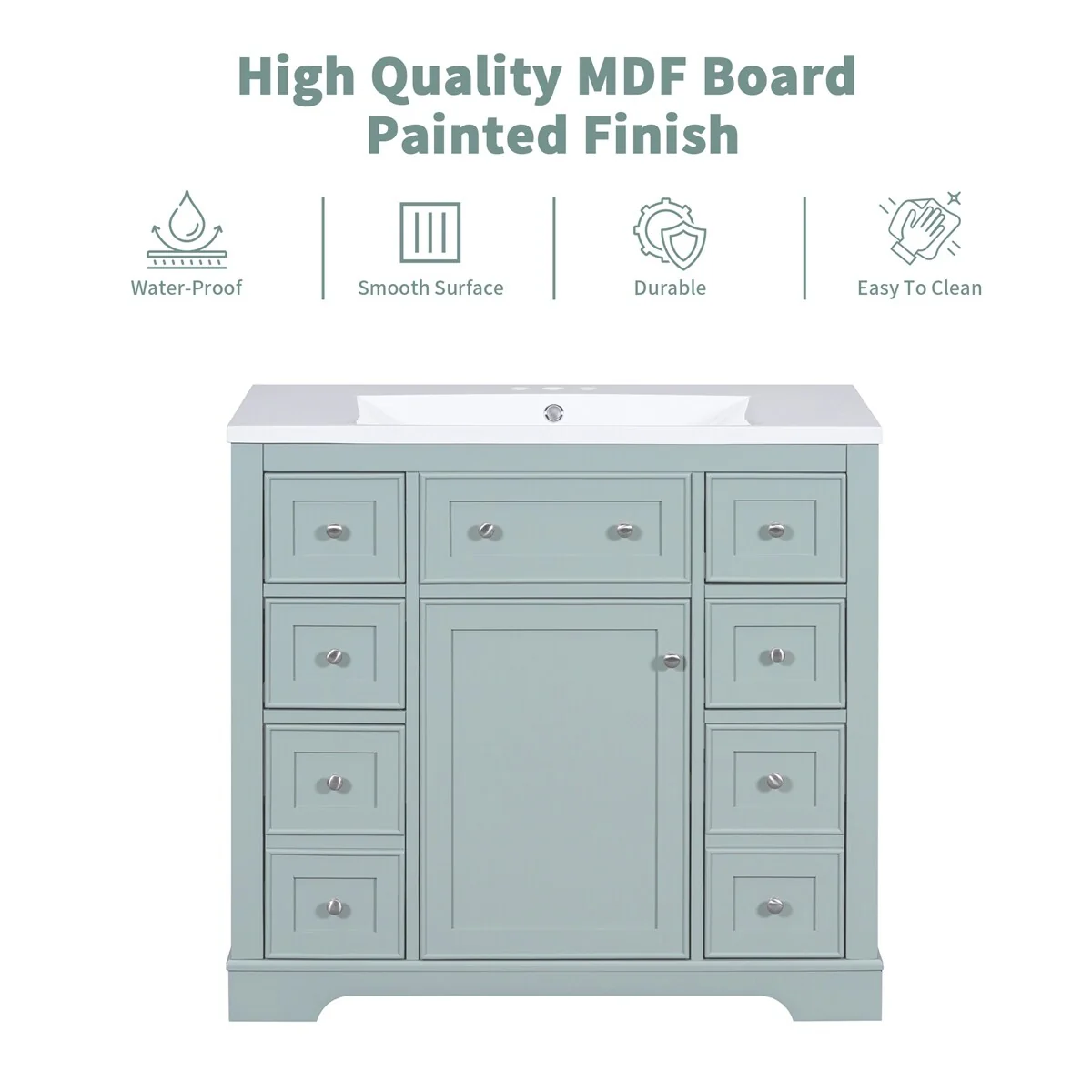 Bathroom Vanity without Sink,Cabinet Base Only,One Cabinet&Six Drawers