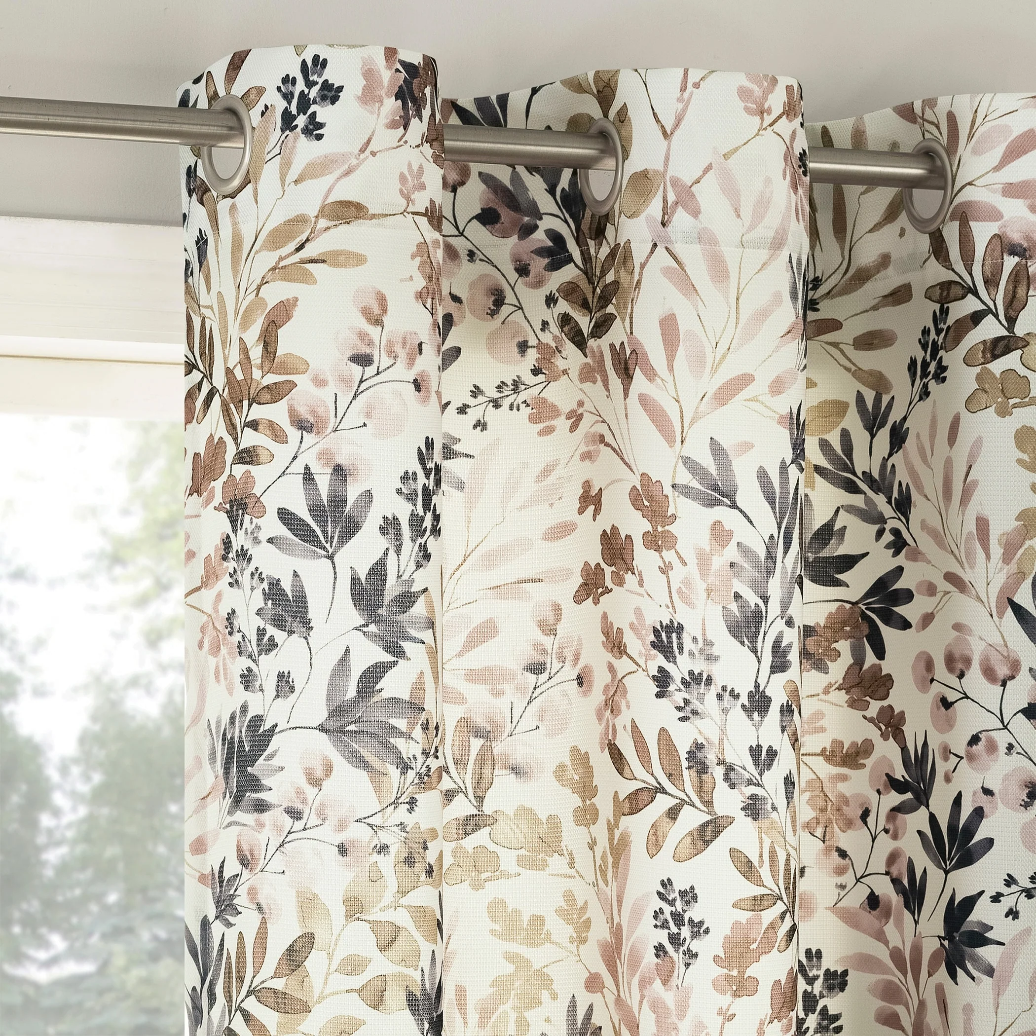 No. 918 Amelie Botanical Print Room Darkening Grommet Curtain Panel, Single Panel