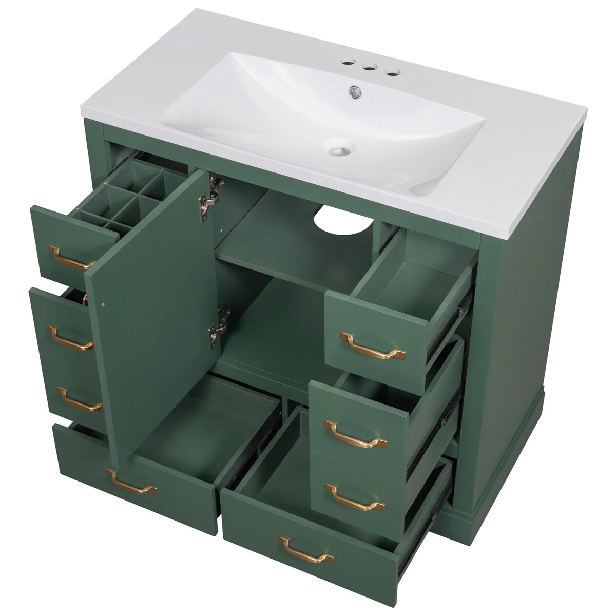 Bathroom Vanity Cabinet with Multi-Functional Drawer and Adjustable Shelf