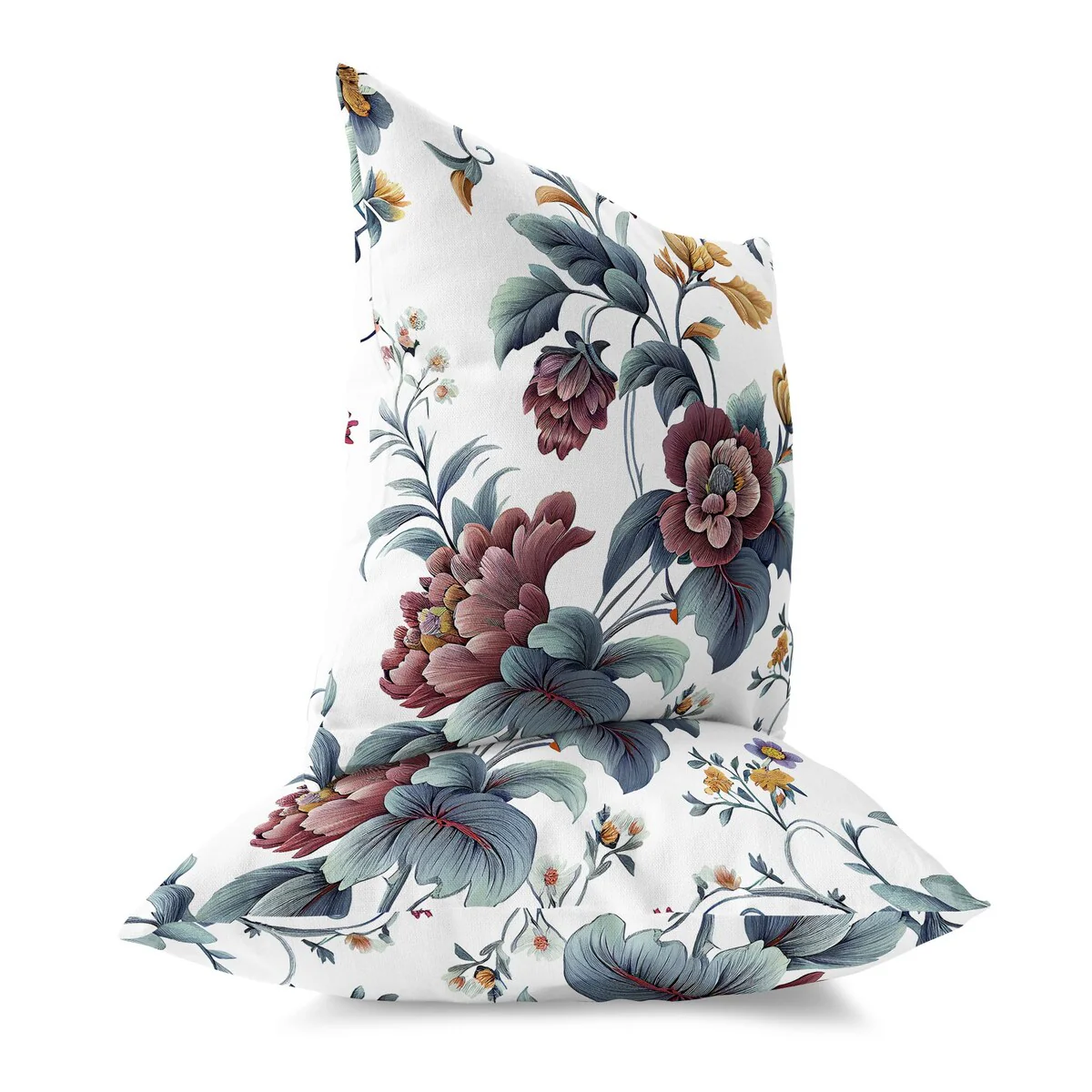 White And Blue Orchit Magic Faux Suede Throw Pillow Zipper