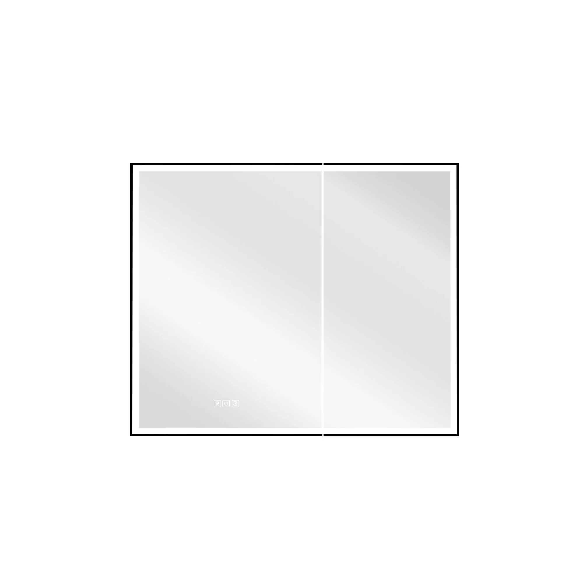 30'' H Recessed Or Surface Wall Mounted LED Mirror Cabinet With Mirror And Adjustable Shelves,Black Frame