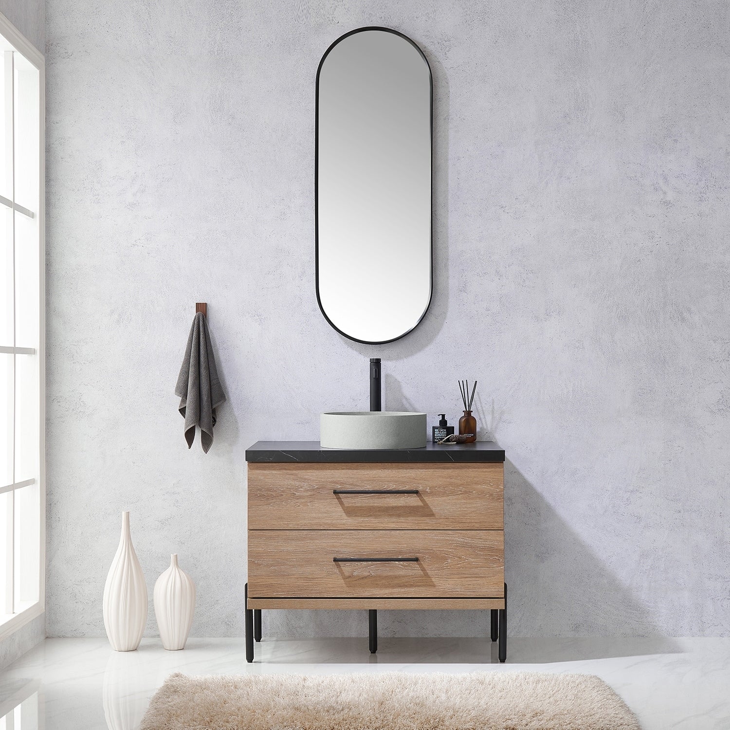 Trento Bath Vanity with Sintered Stone Top with Concrete Sink (C)