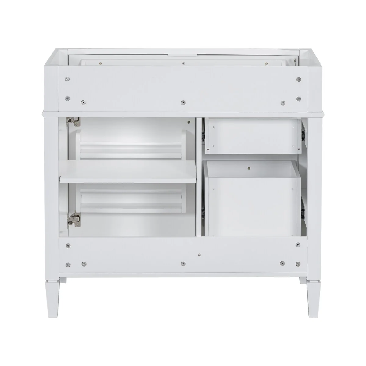 36'' Bathroom Vanity without Top Sink, Modern Bathroom Storage Cabinet with 2 Drawers and a Tip-out Drawer, Solid Wood Frame