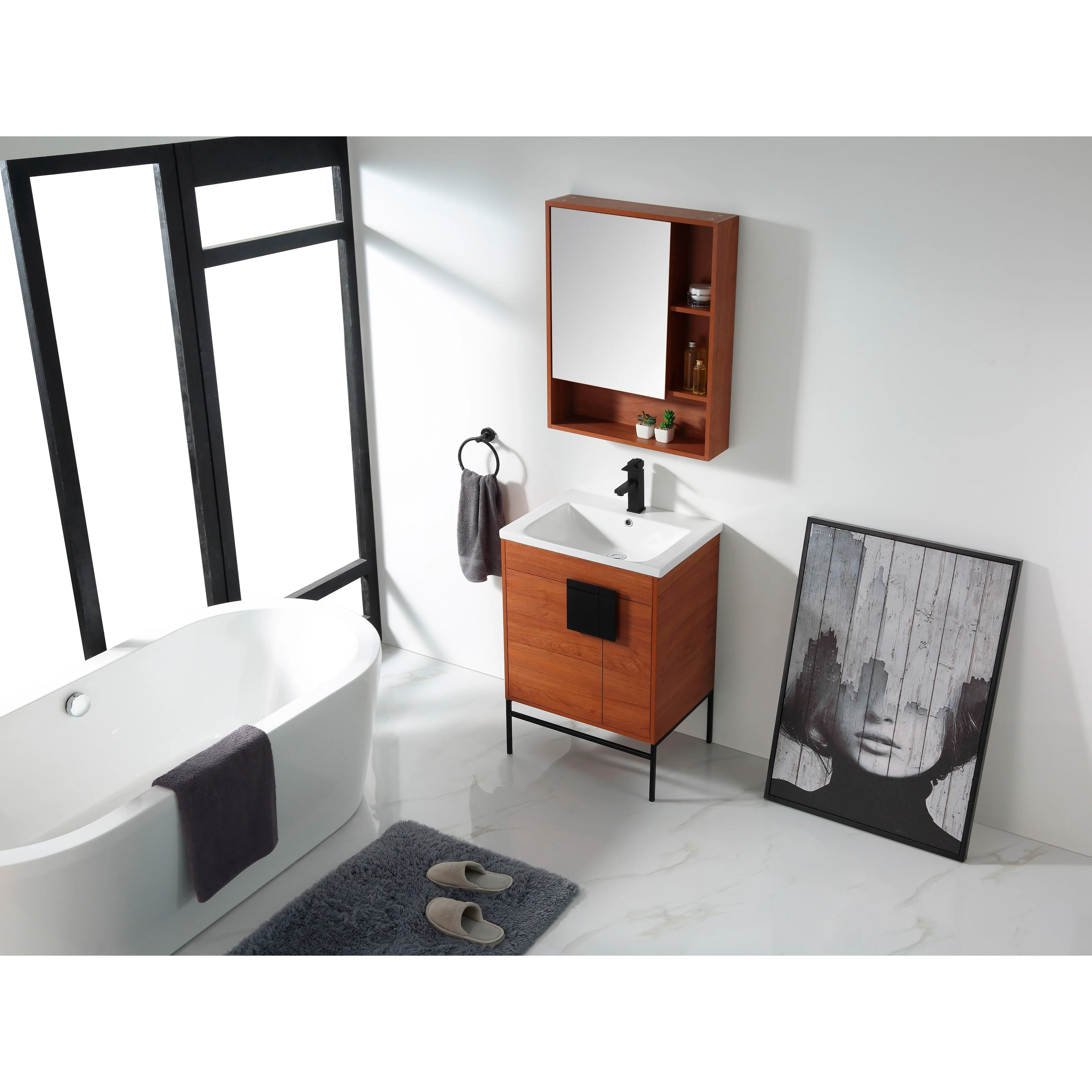 24-inch Modern Bathroom Vanity Set w/ Vitreous China Sink Top