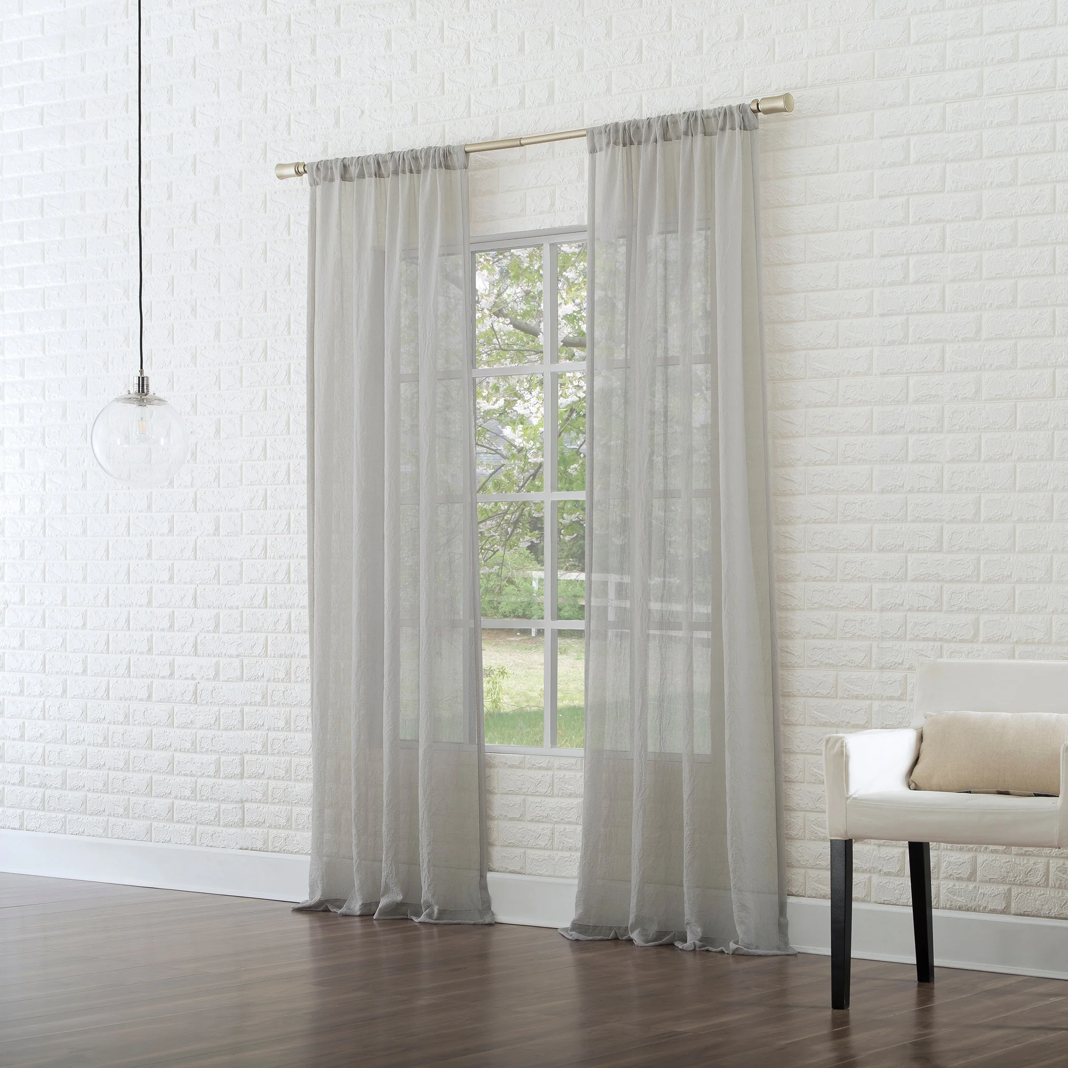 No. 918 Ladonna Crushed Texture Semi-Sheer Rod Pocket Curtain Panel, Single Panel