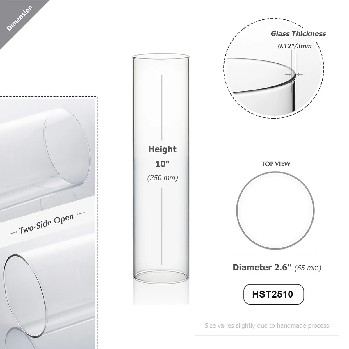 Clear Glass Cylinder Hurricane Chimney Tube, Candle Cover - 1 Piece
