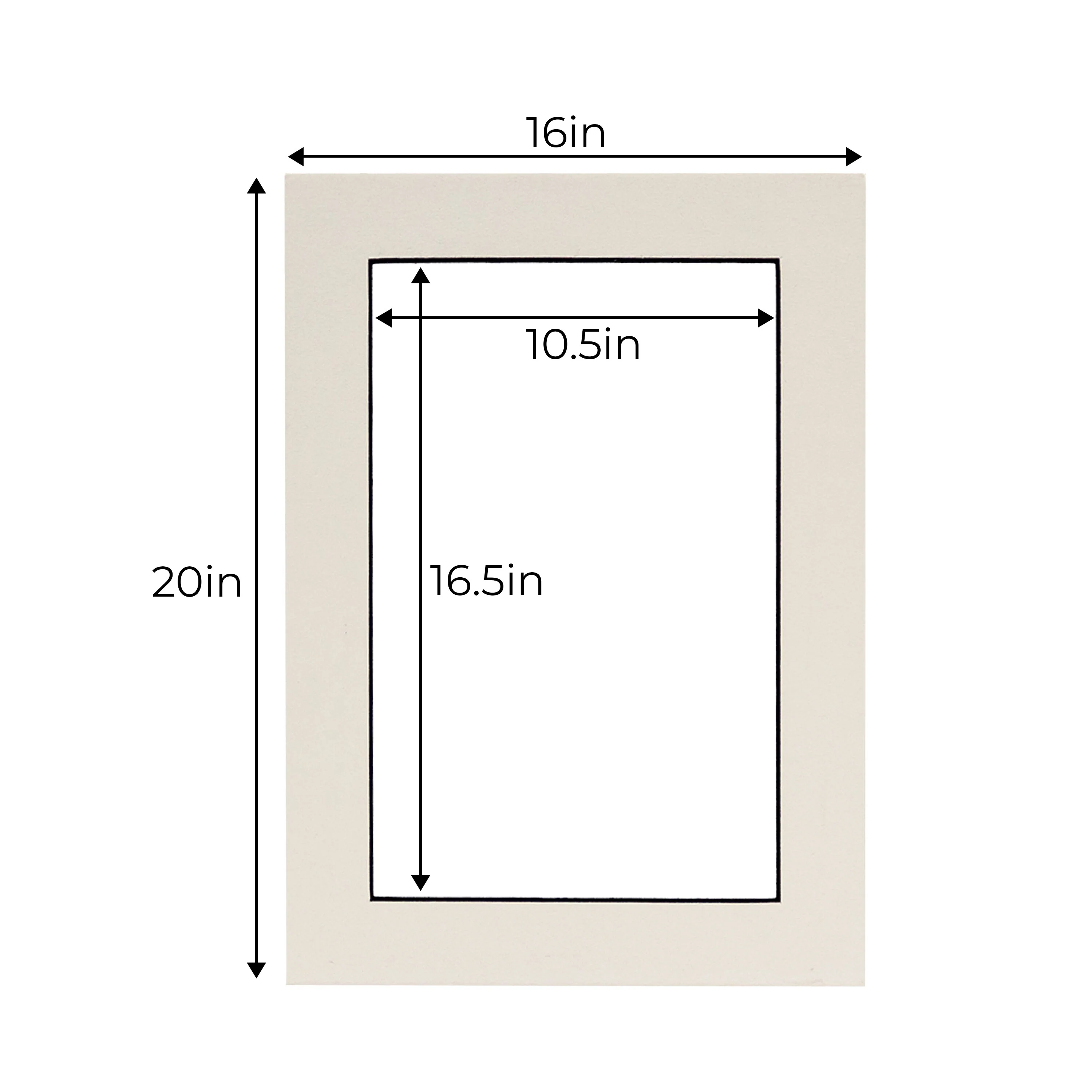White Photo Mat with Black Core 16x20 for 11x17 Photos Fits 16x20
