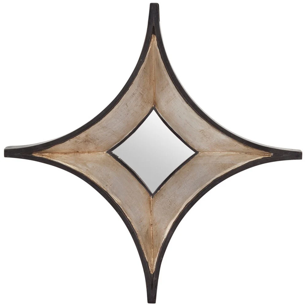 Ovallas Champagne Wood Frame Star-Shaped Mirror - 16