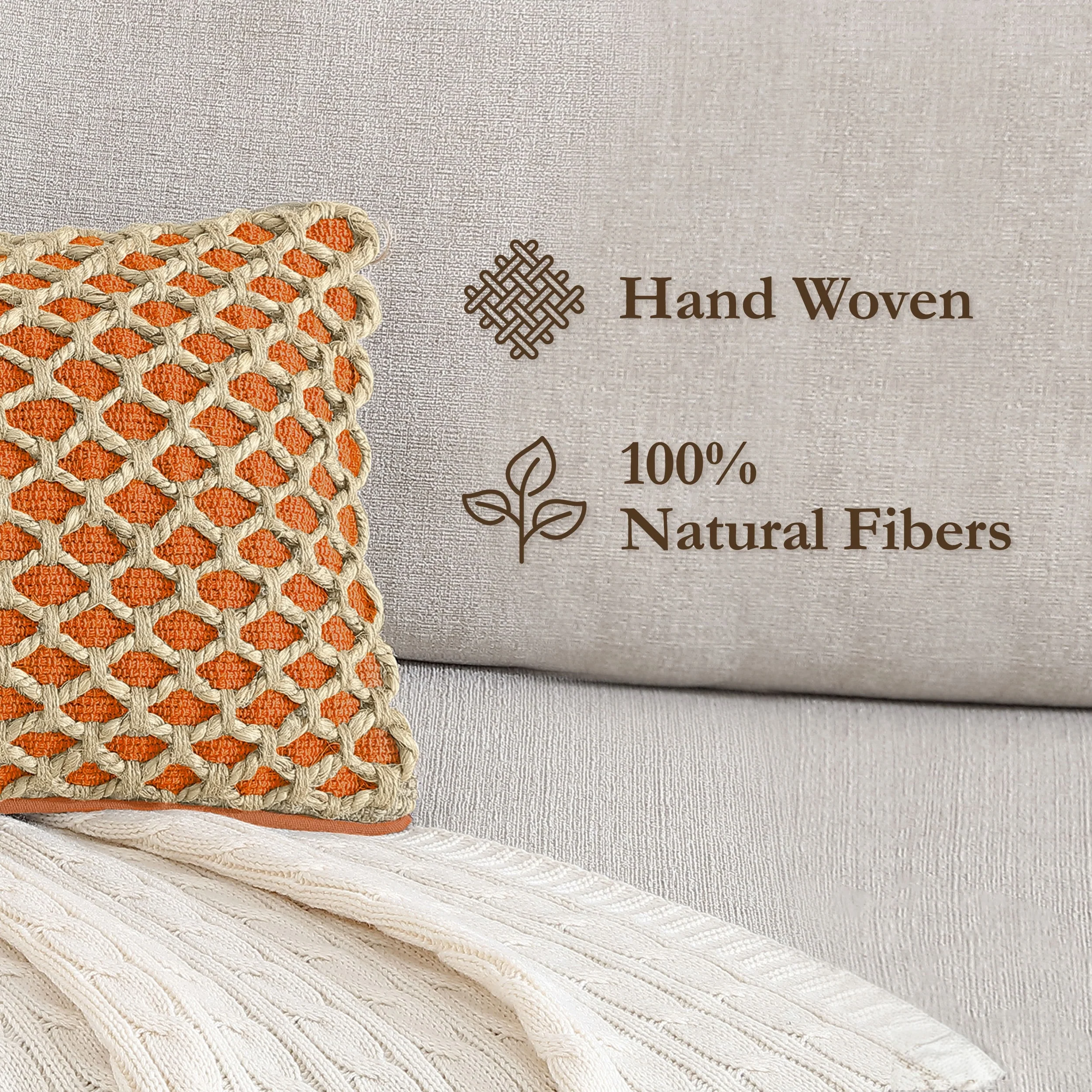 Boho Living Jada Braided Cotton/Jute Throw Pillow Covers