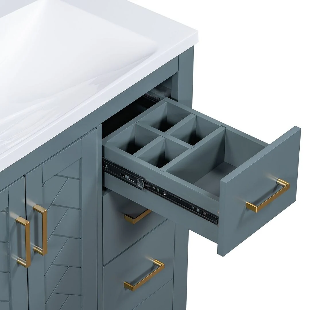 30'' Modern Freestanding Bathroom Vanity with Top Sink , Solid Wood Frame