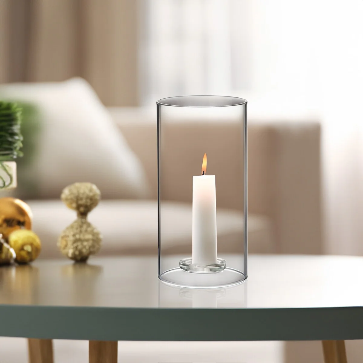 Clear Glass Cylinder Hurricane Chimney Tube, Candle Cover - 1 Piece